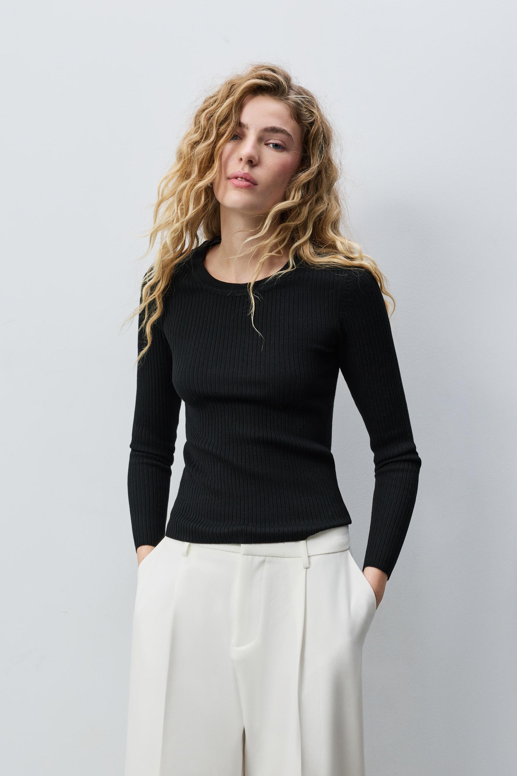 Jersey canalé cuello redondo