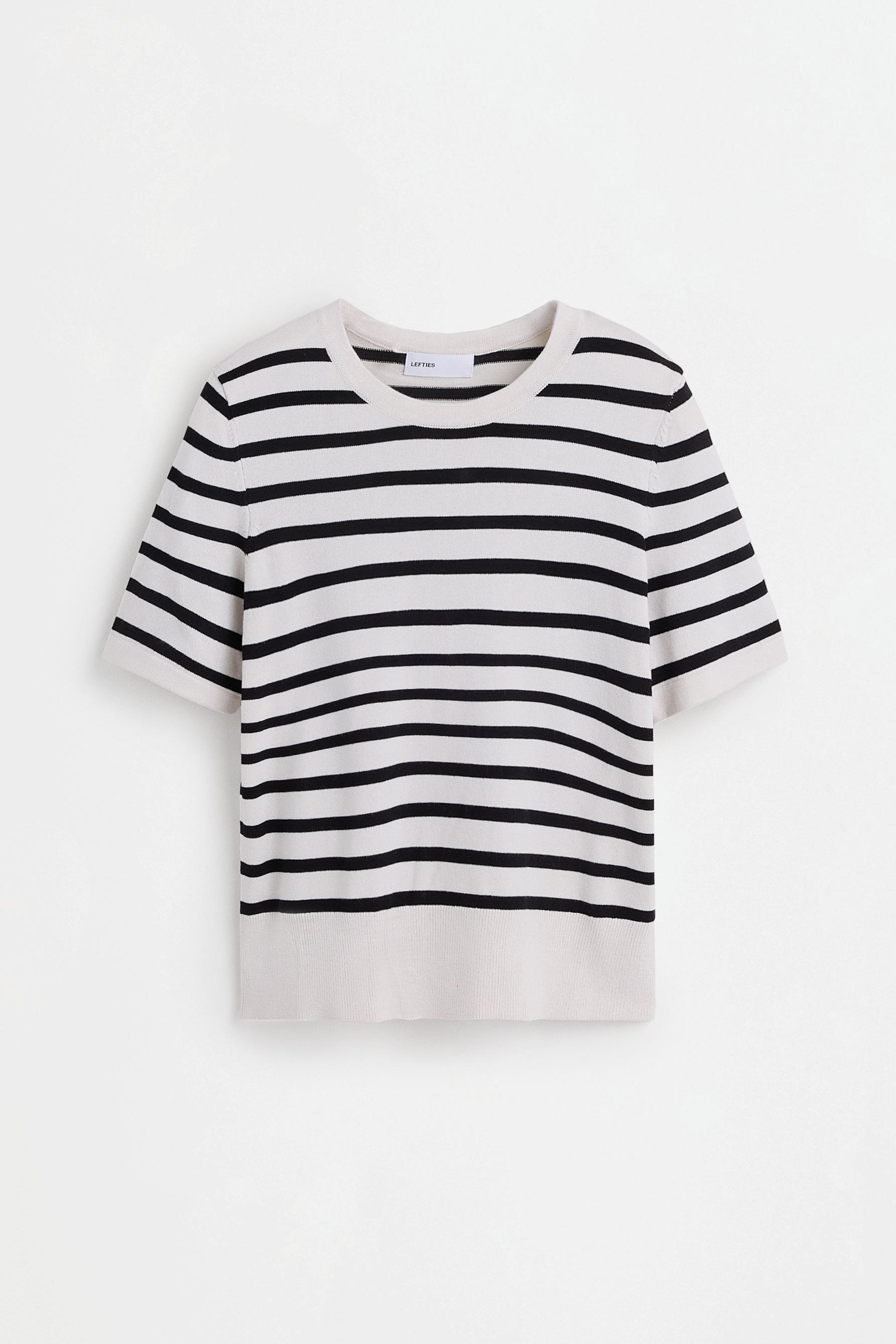 Basic short sleeve sweater — WHITE/BLACK