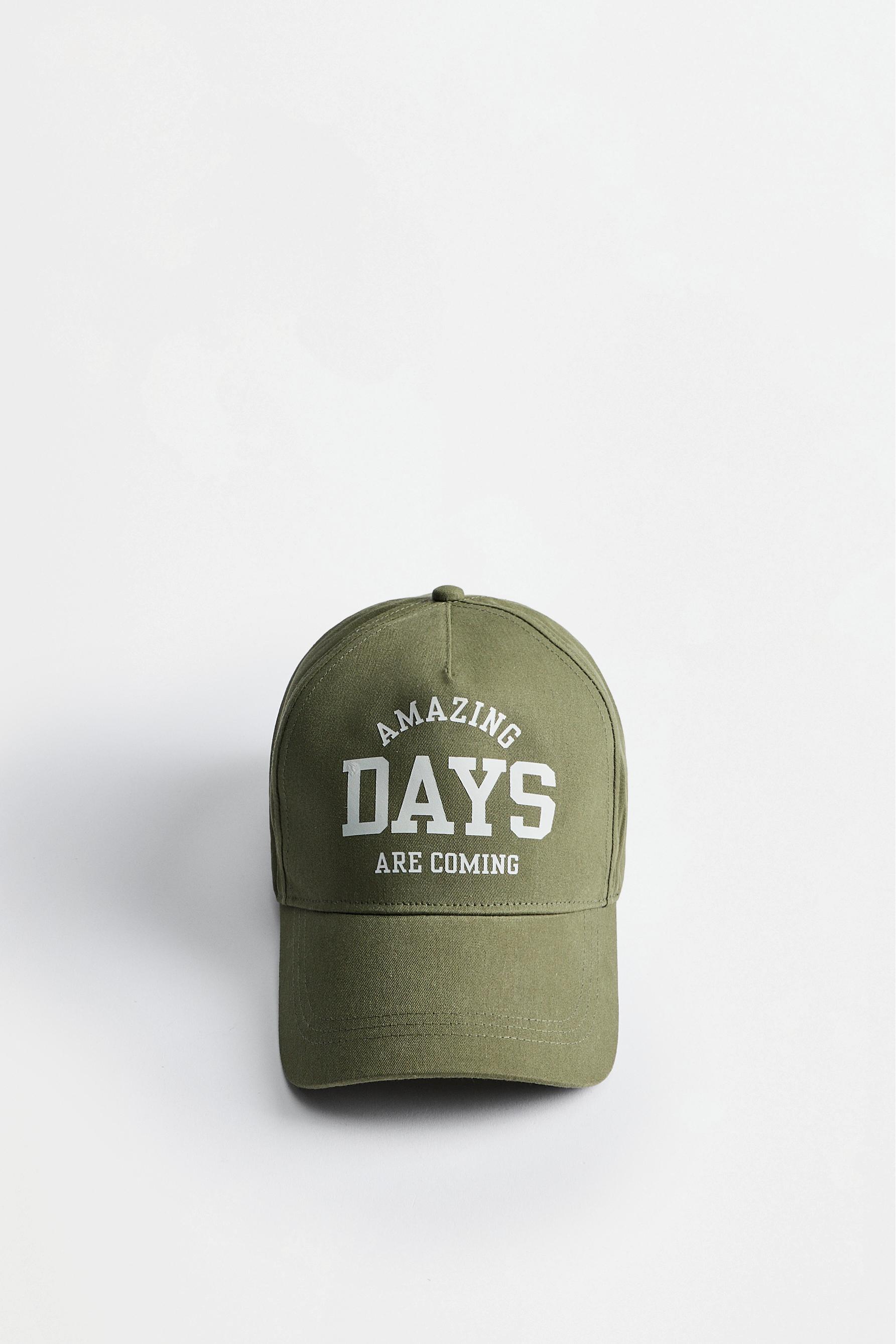 Text print cap — GREENISH BLUE