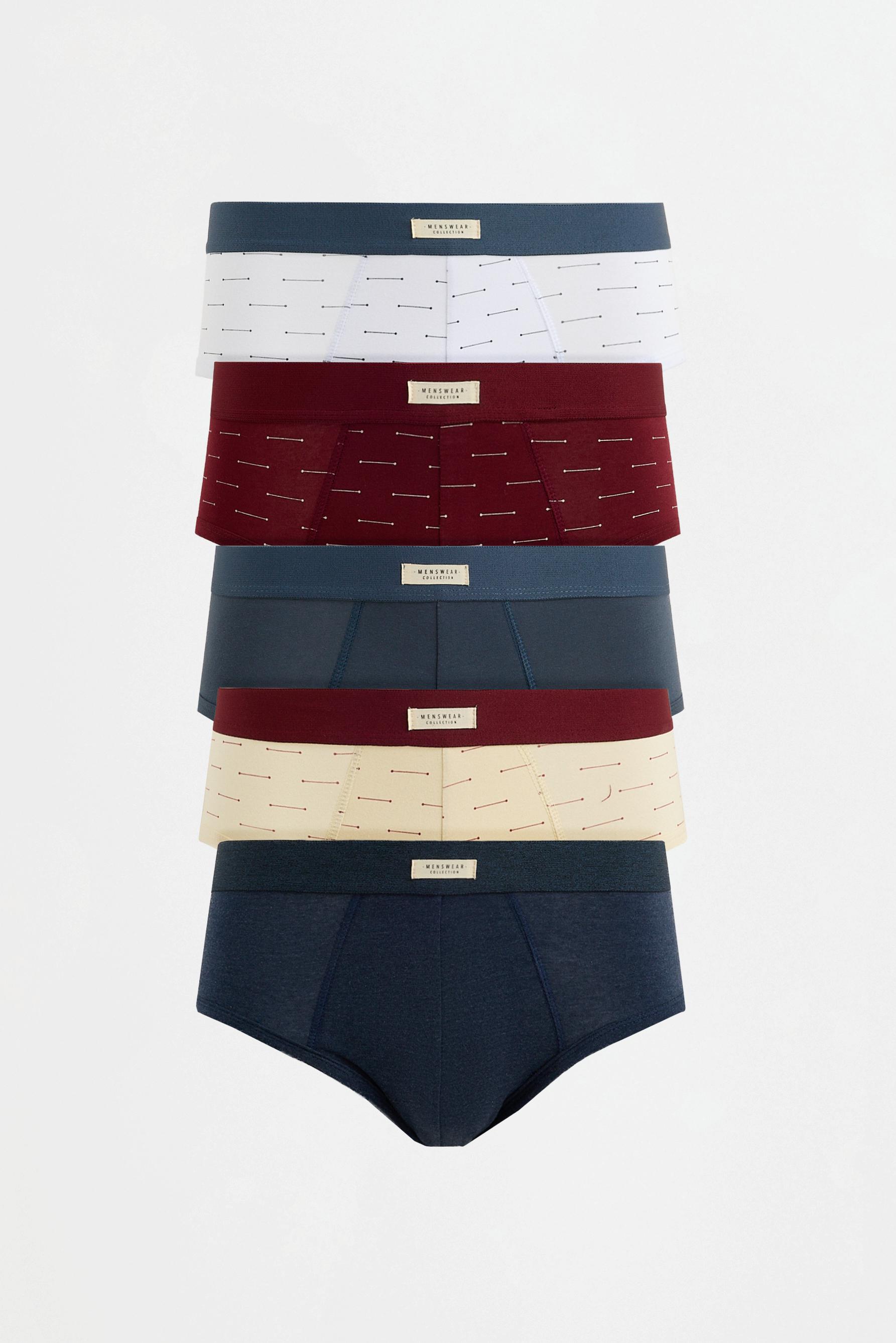5-pack of contrast briefs — ECRU
