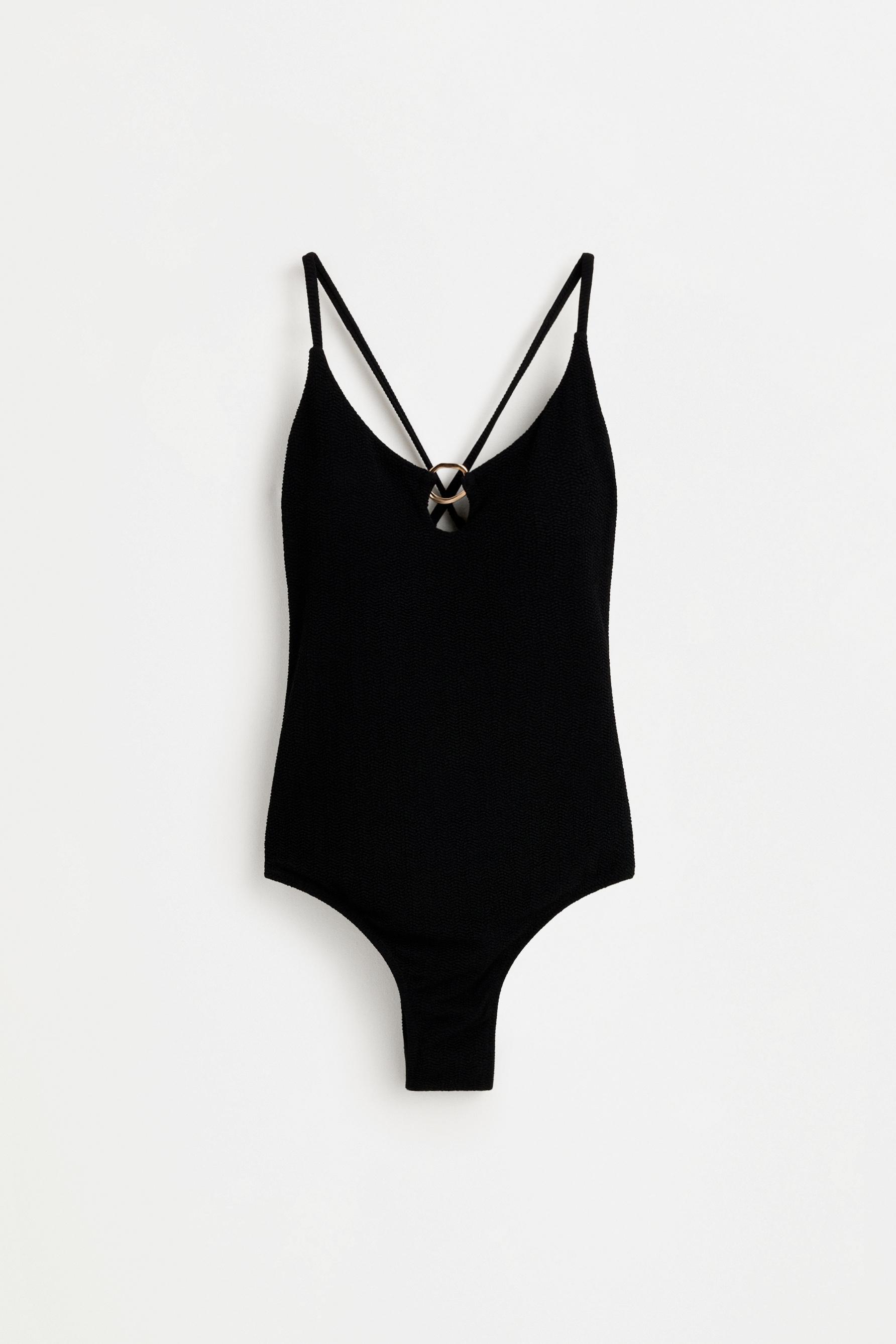 Jewel detail swimsuit — BLACK