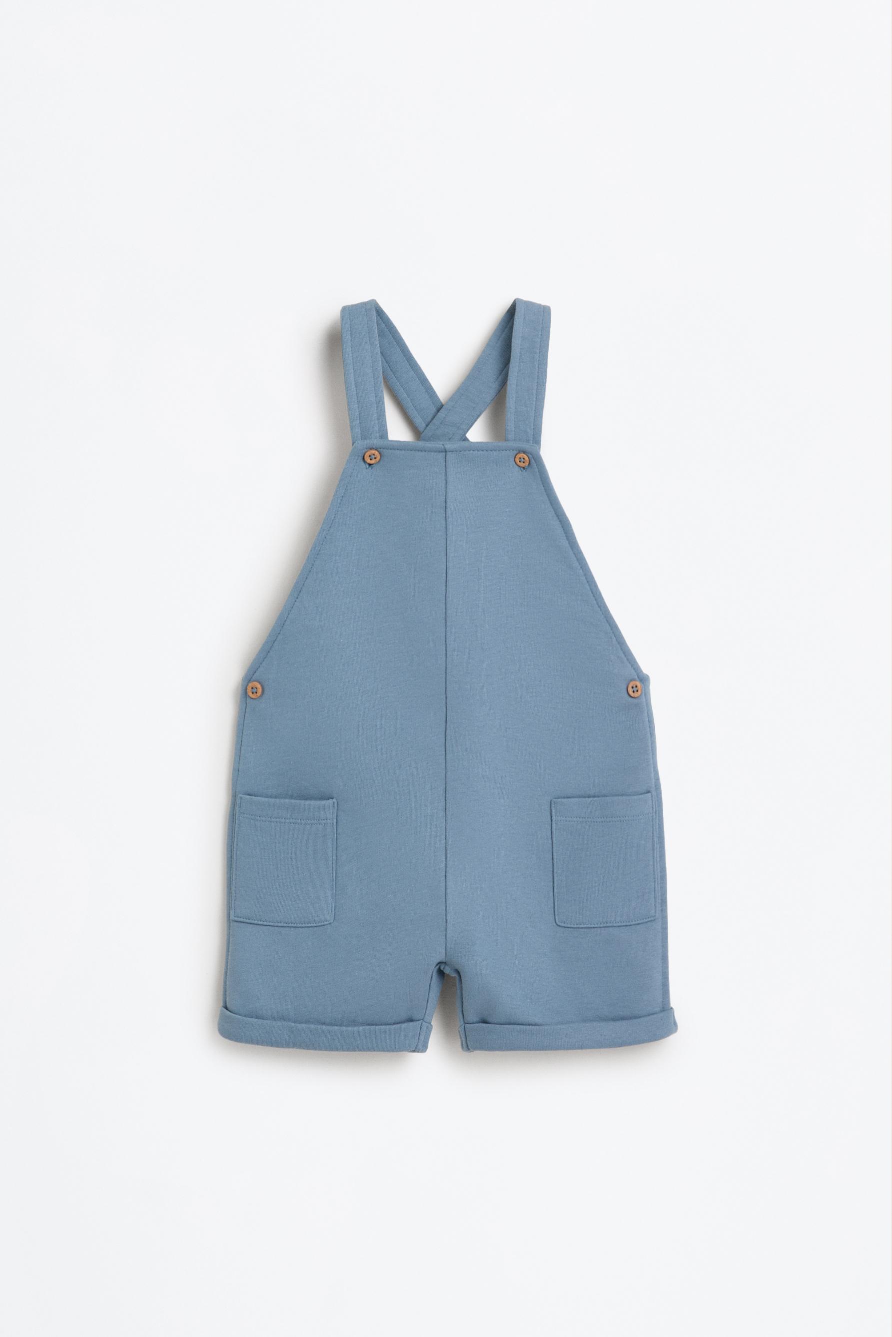 Plush dungarees and T-shirt set — STEEL BLUE