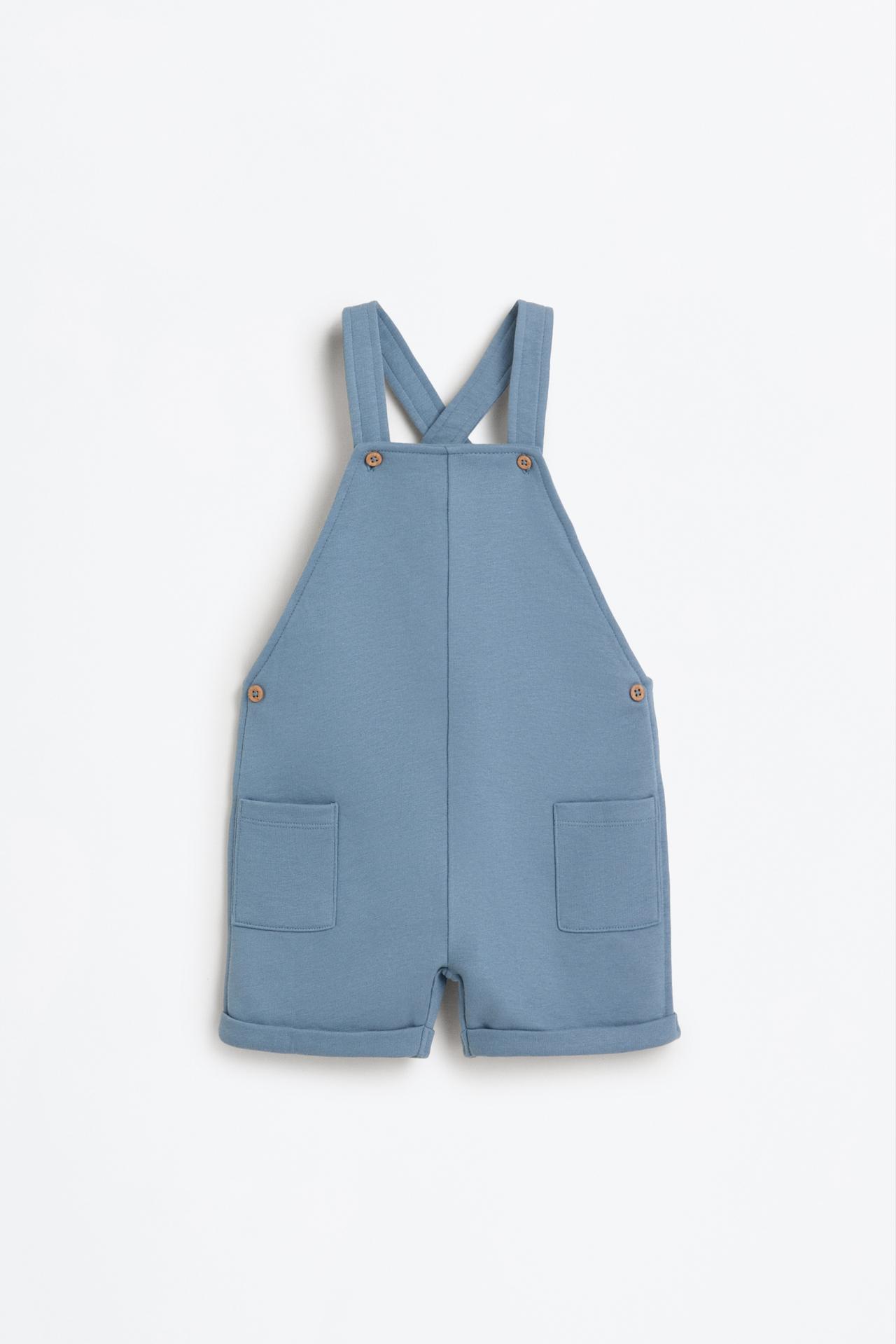 Plush dungarees and T-shirt set — STEEL BLUE
