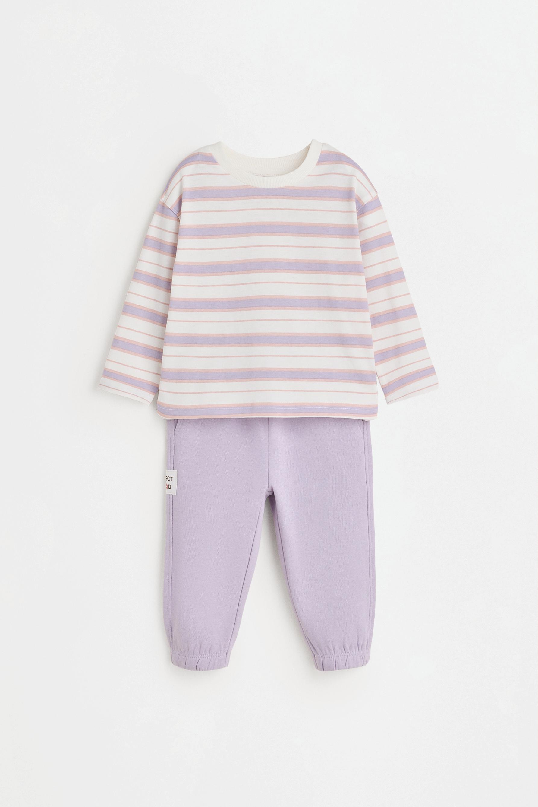 5-pack of mixed T-shirt and fleece jogger sets — PALE PINK