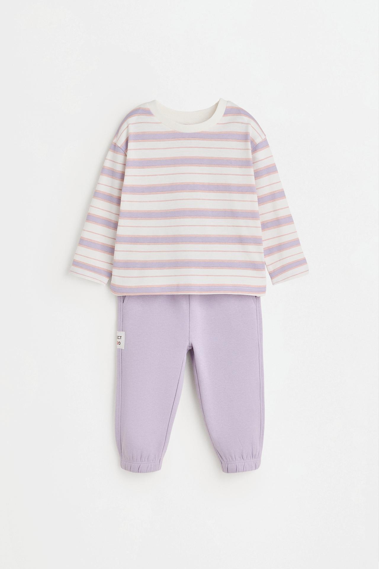 5-pack of mixed T-shirt and fleece jogger sets — PALE PINK