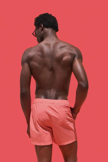 Coloro x Lefties straight swim trunks — CORAL RED 4