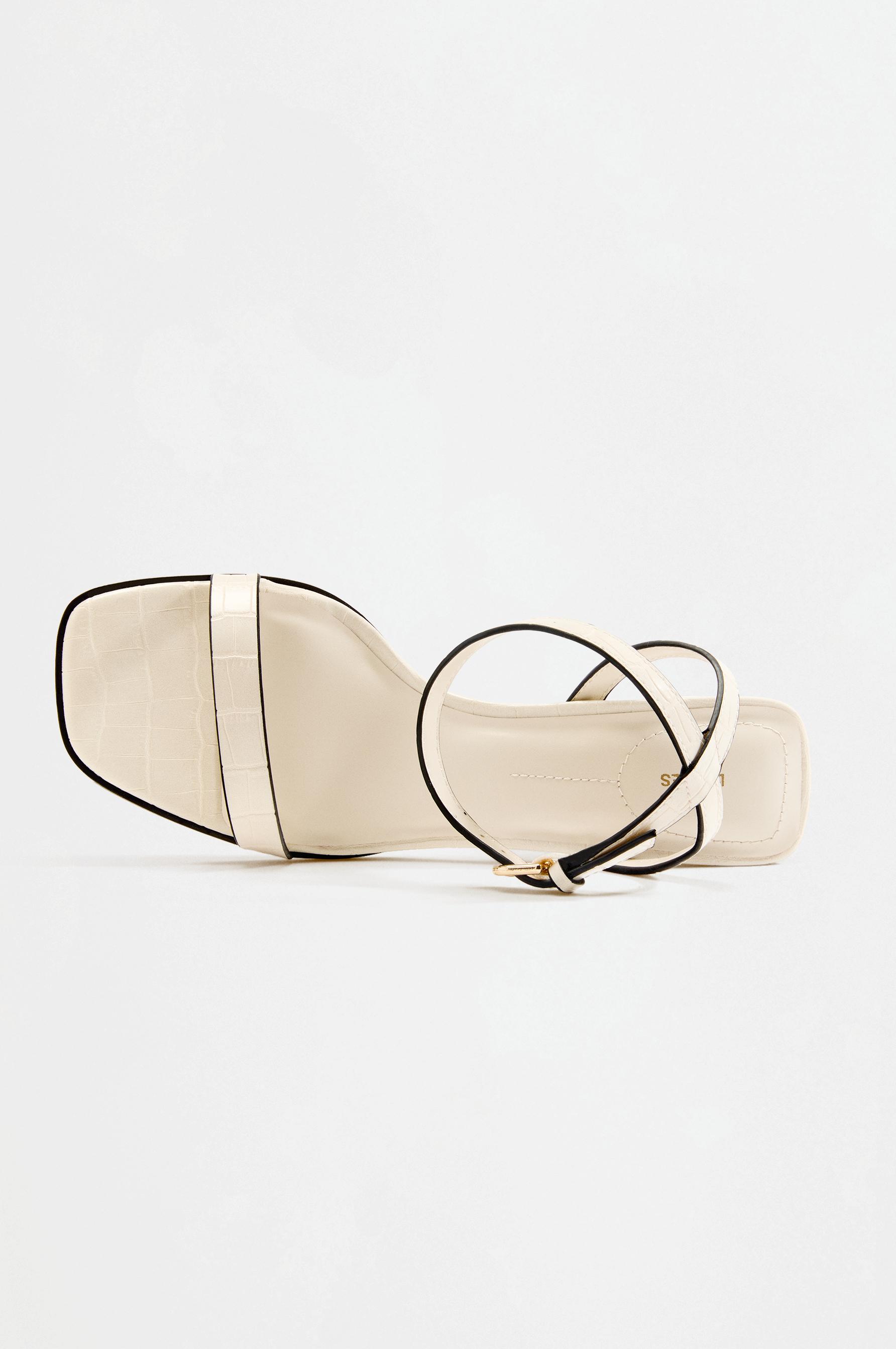 Crocodile-effect high-heeled sandals — WHITE