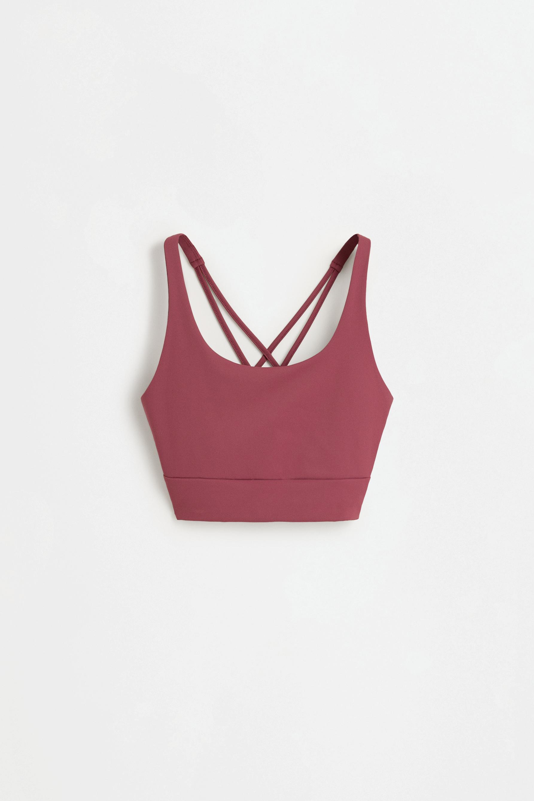 Crossover strap sports top — DARK PINK