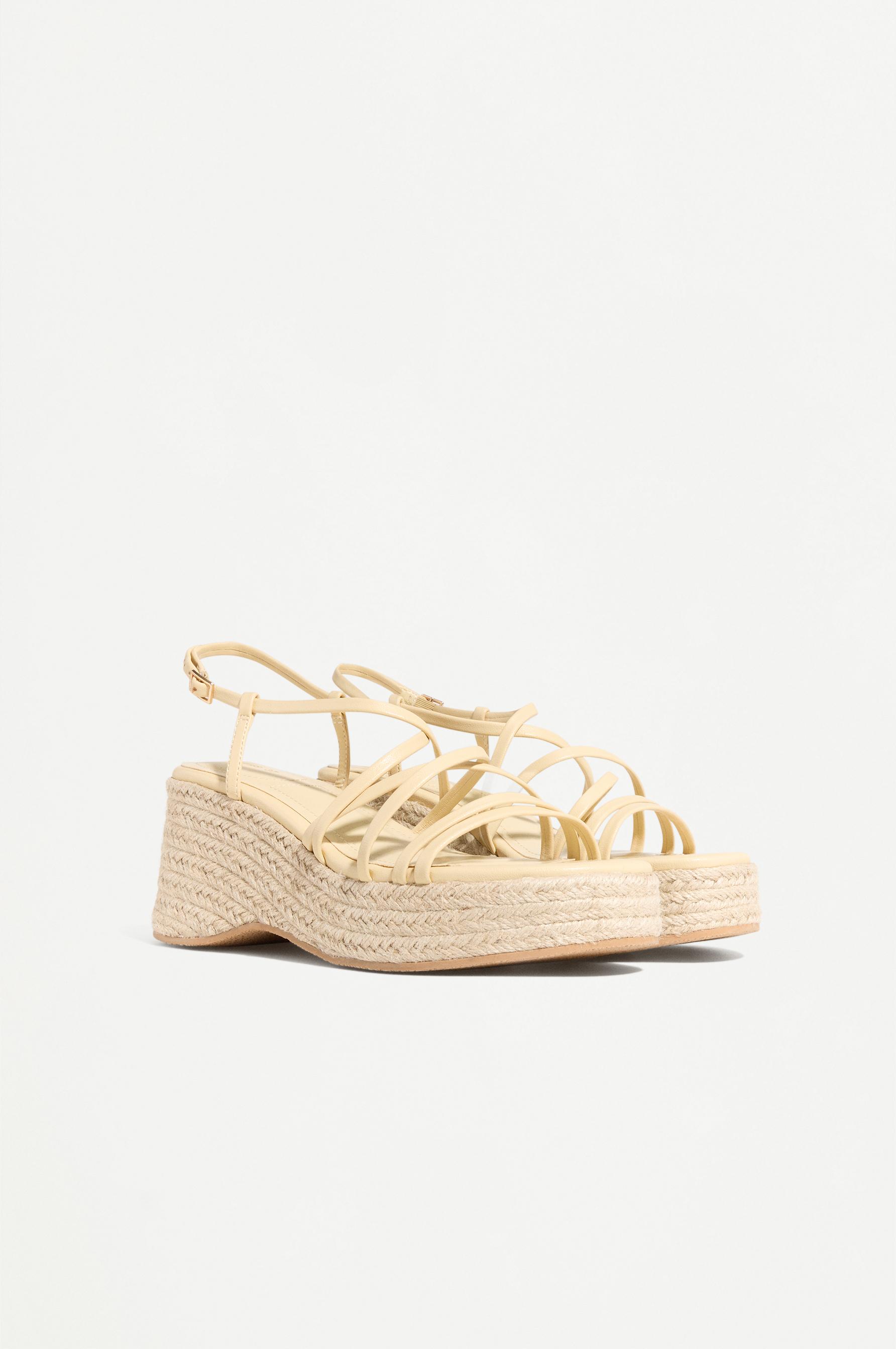 Espadrille wedge sandal with straps — ECRU