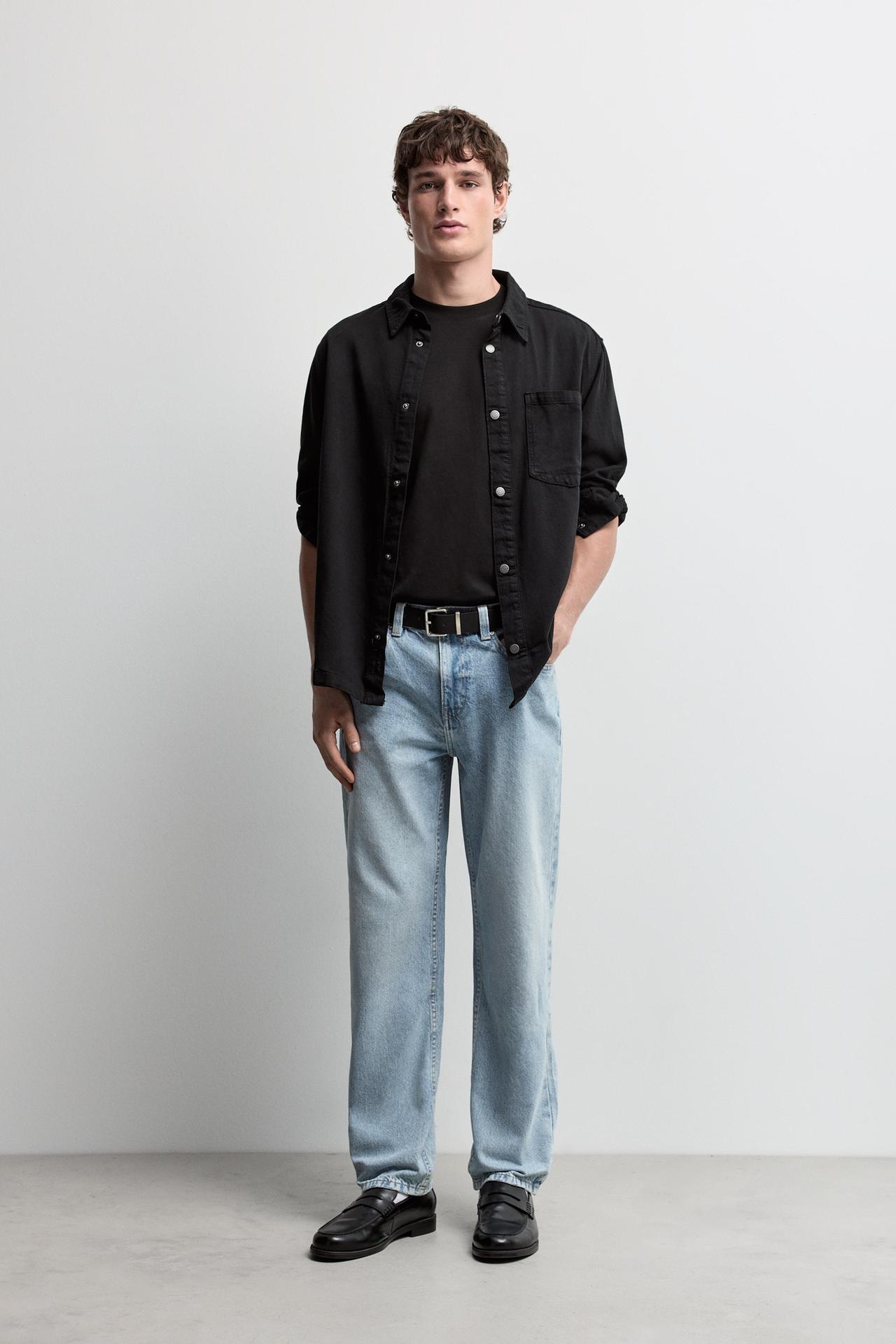 Lightweight denim overshirt — BLACK