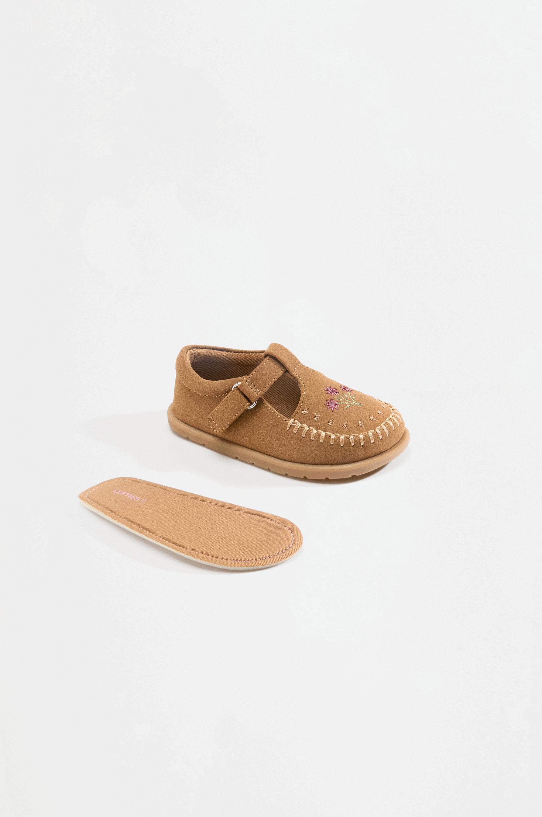 Barefoot faux suede topstitched shoes — LEATHER