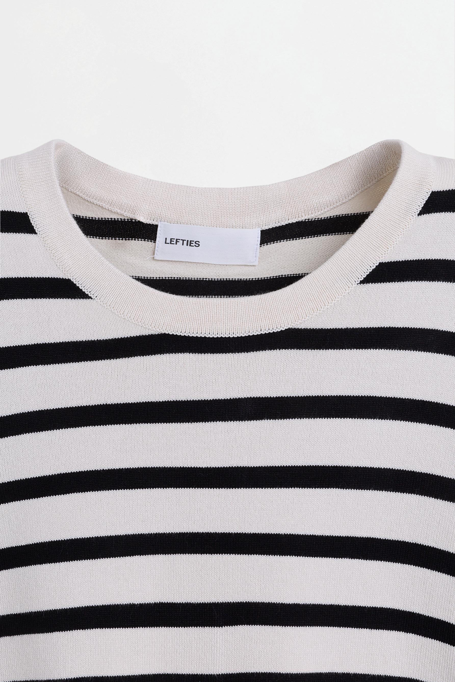 Basic short sleeve sweater — WHITE/BLACK