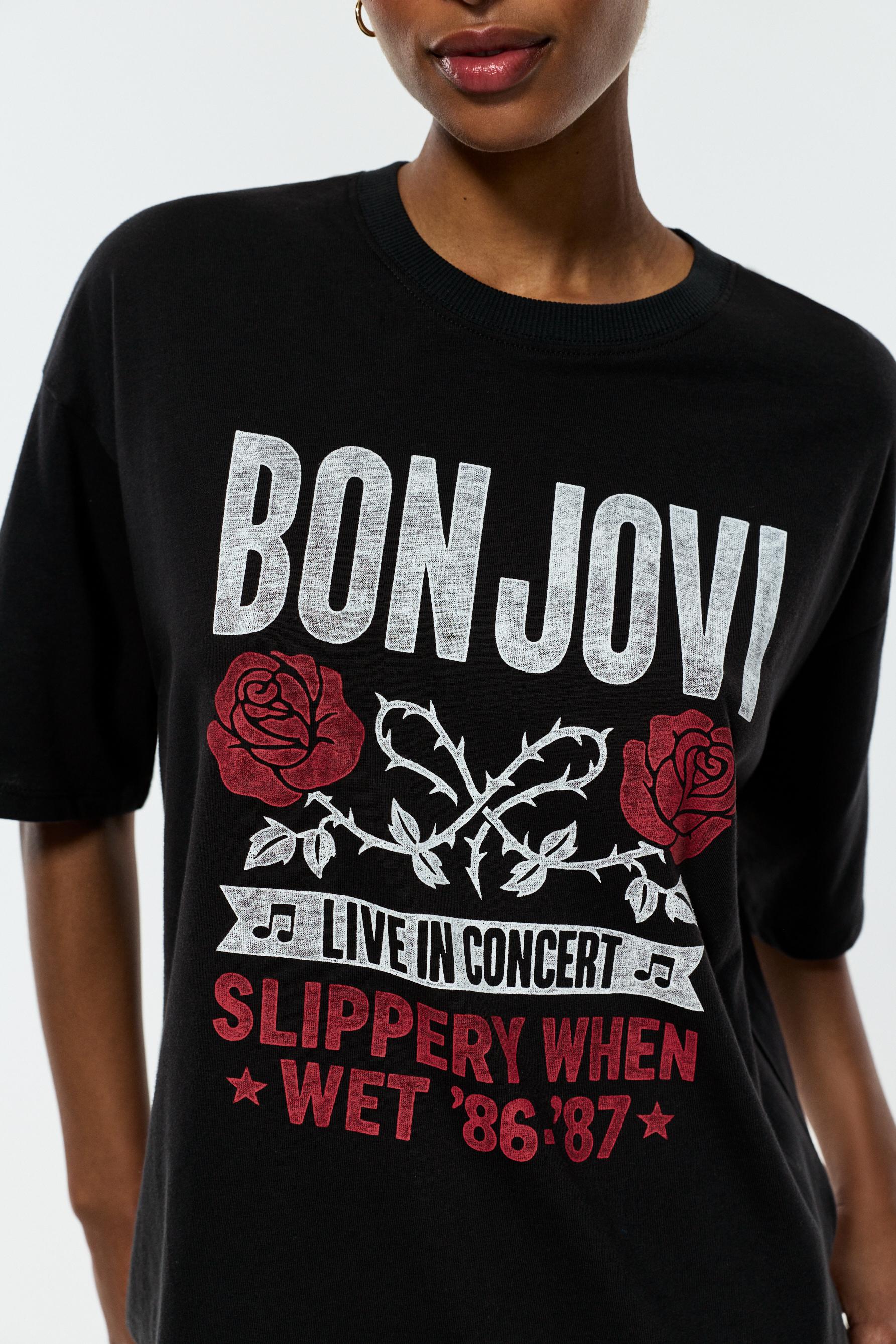 Bon Jovi ©Universal T-shirt with lace — ANTHRACITE GREY