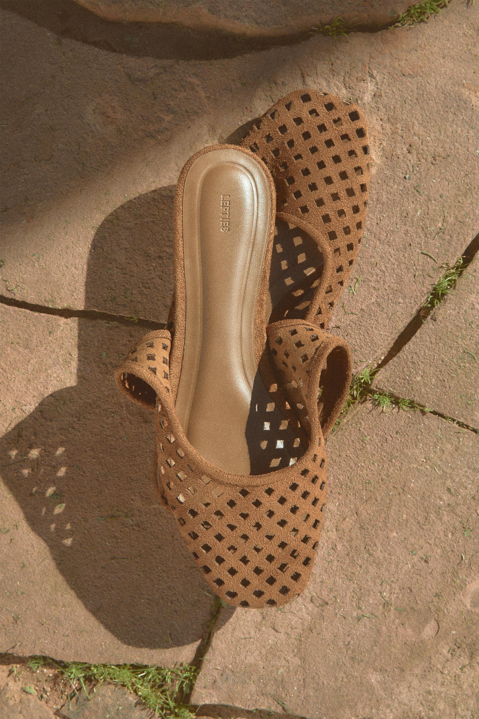 Openwork slingback flats — LEATHER