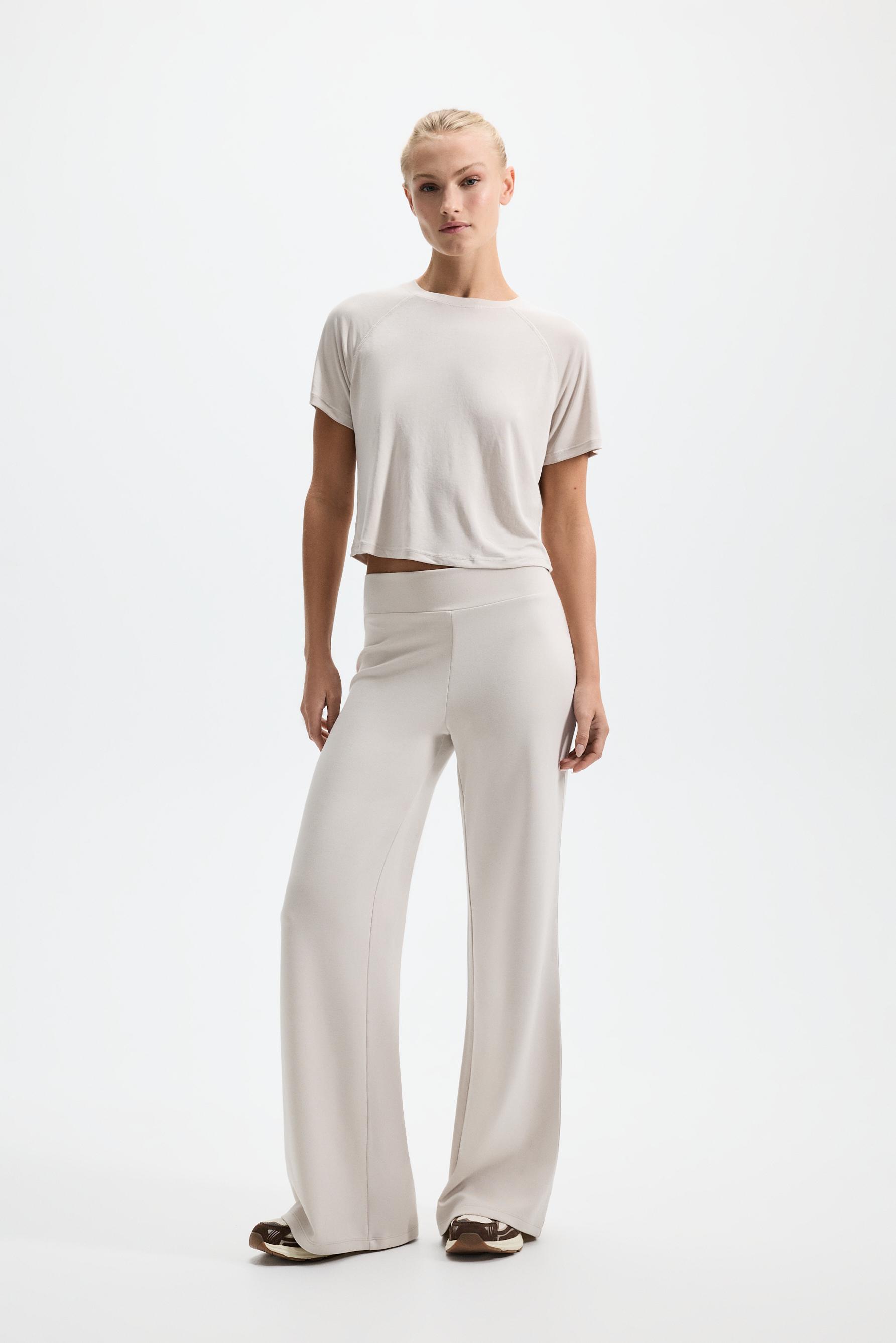 Cropped flowing T-shirt — ECRU