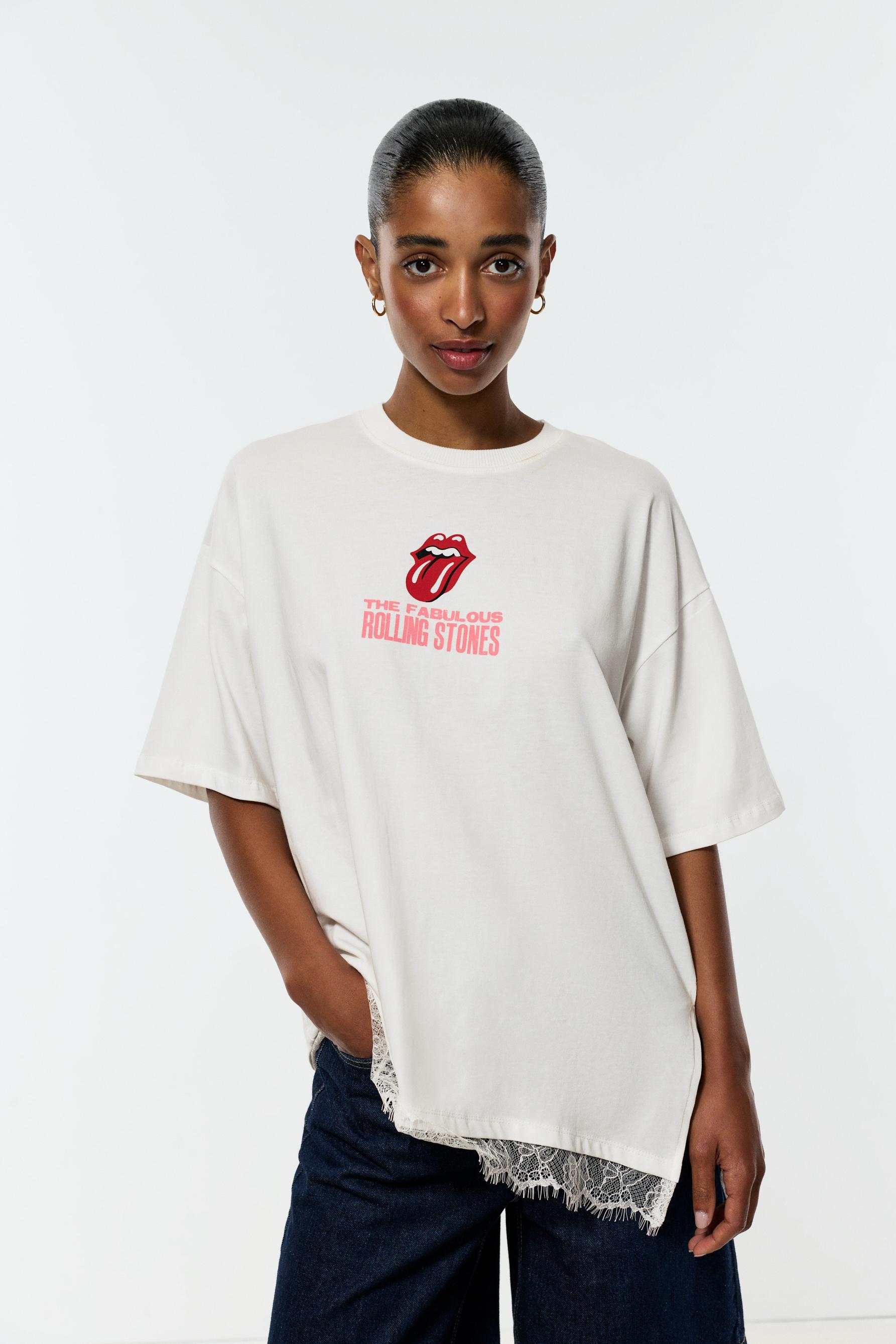 Rolling Stones ©Universal lace T-shirt — OFF WHITE
