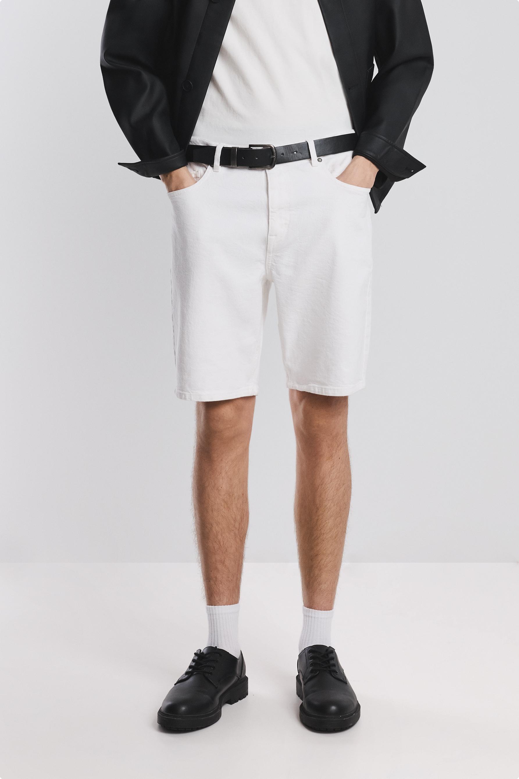 Slim denim Bermuda shorts — WHITE