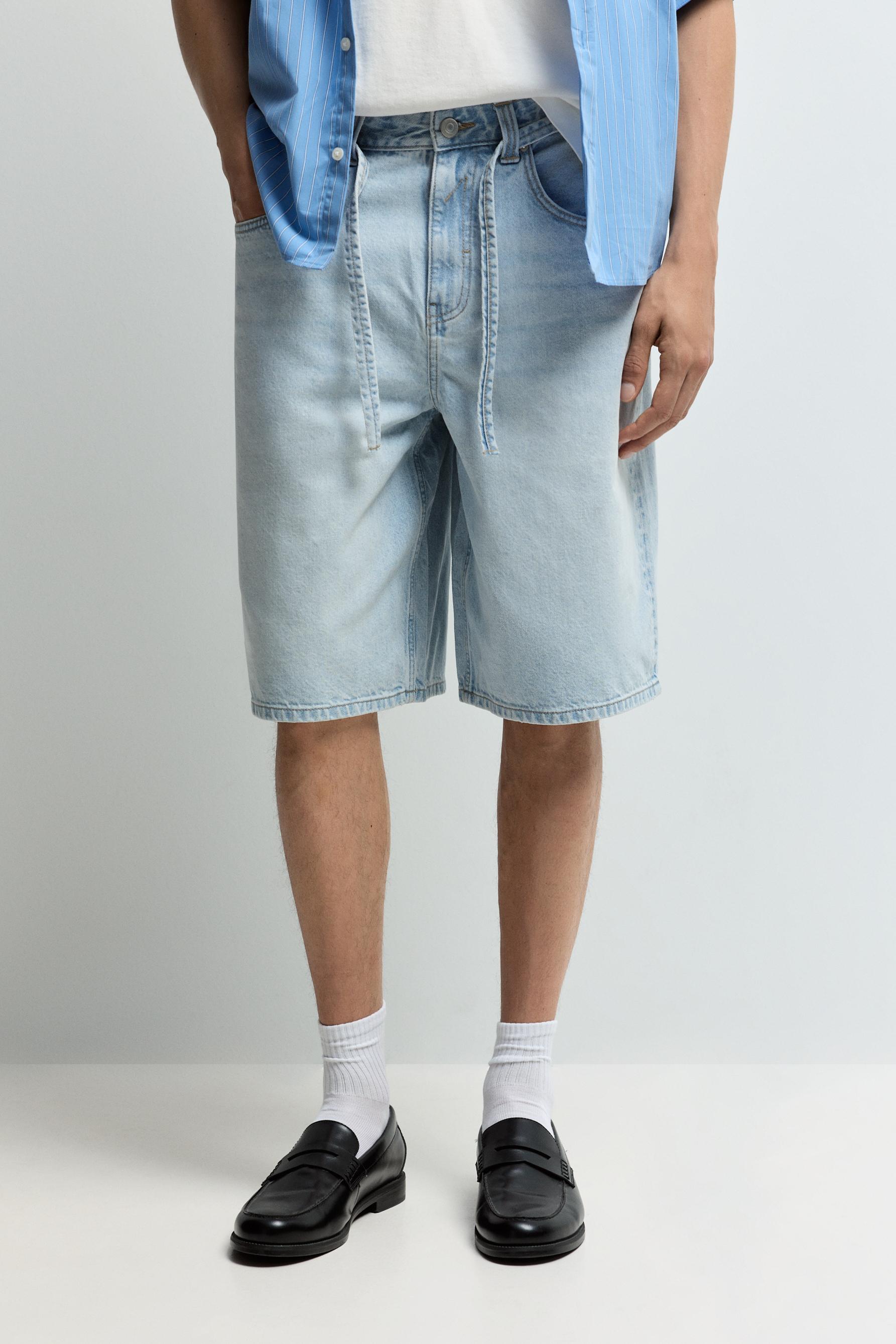 Baggy denim Bermuda shorts — PALE BLUE