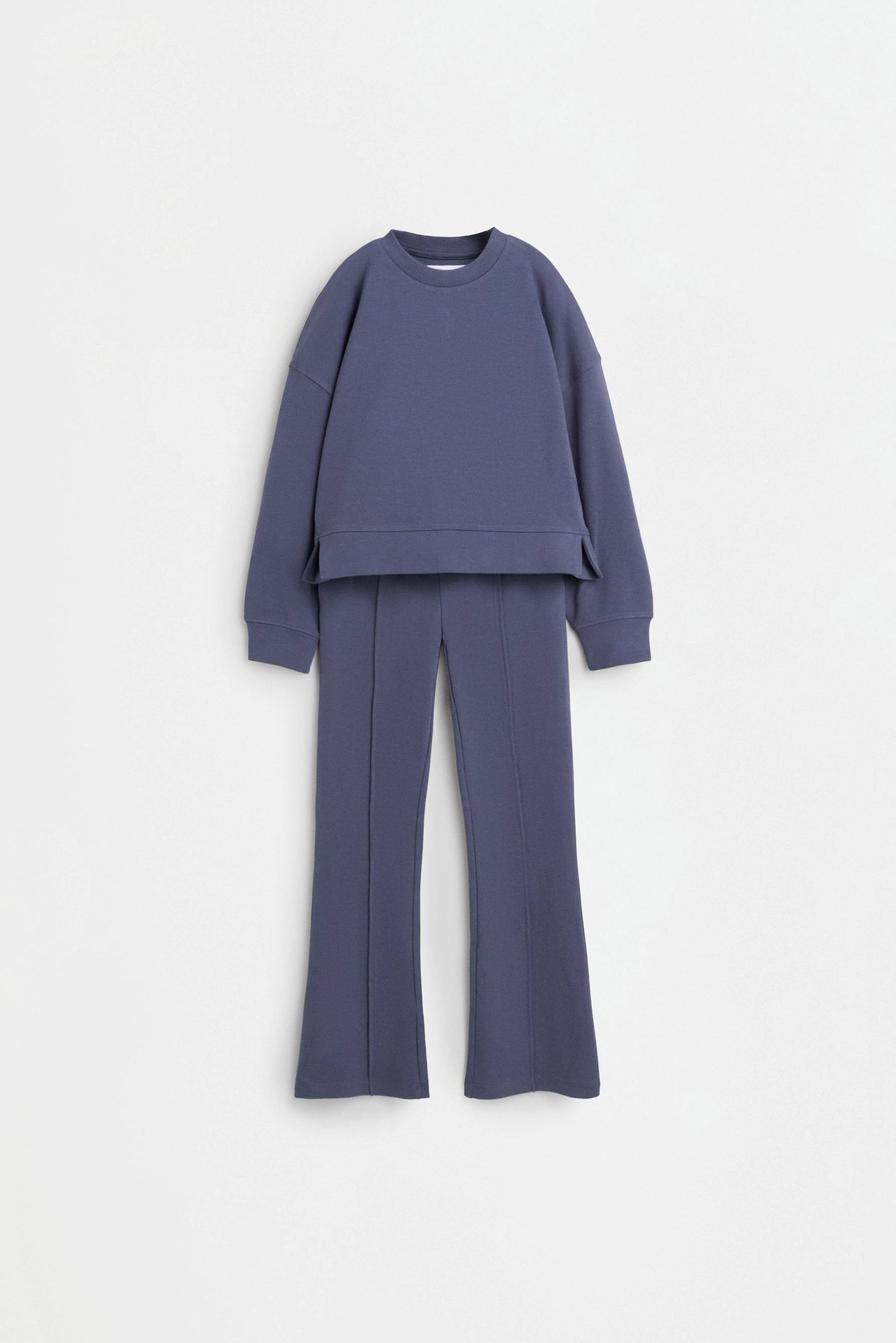 Interlock sweatshirt and flared leggings co-ord — BLUE GREY