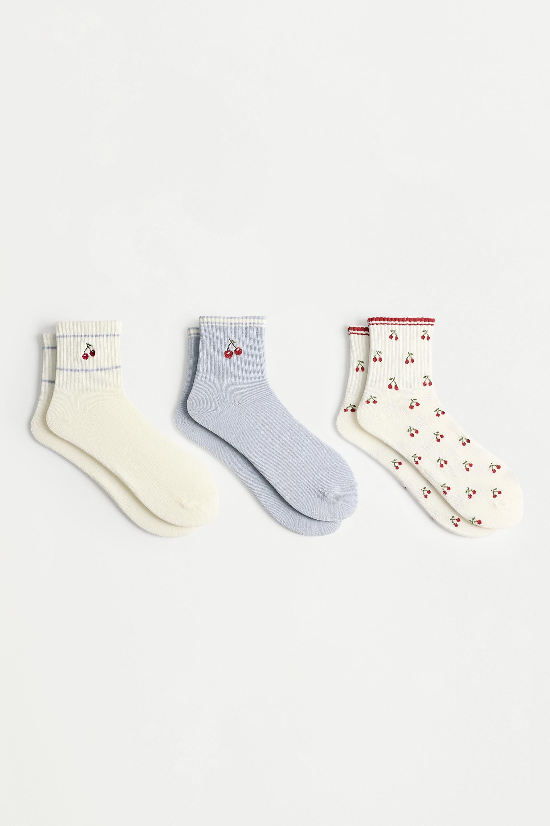 Contrast short socks (3-pack) — WHITE