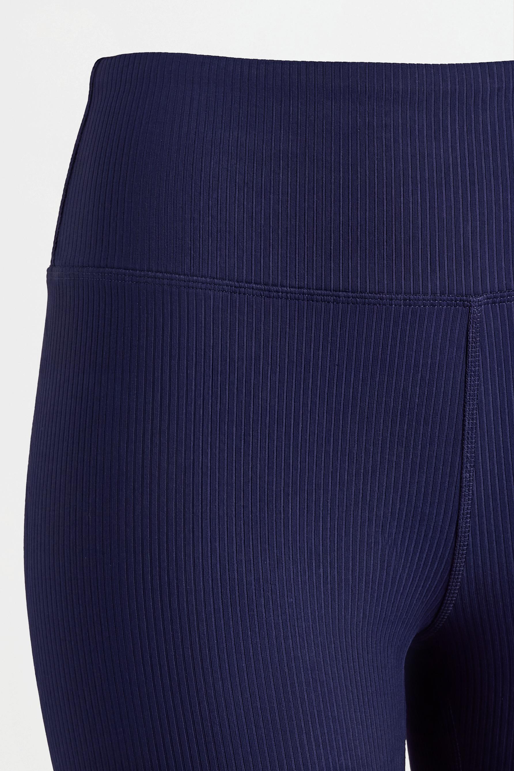 Ribbed flared sports leggings — DARK BLUE