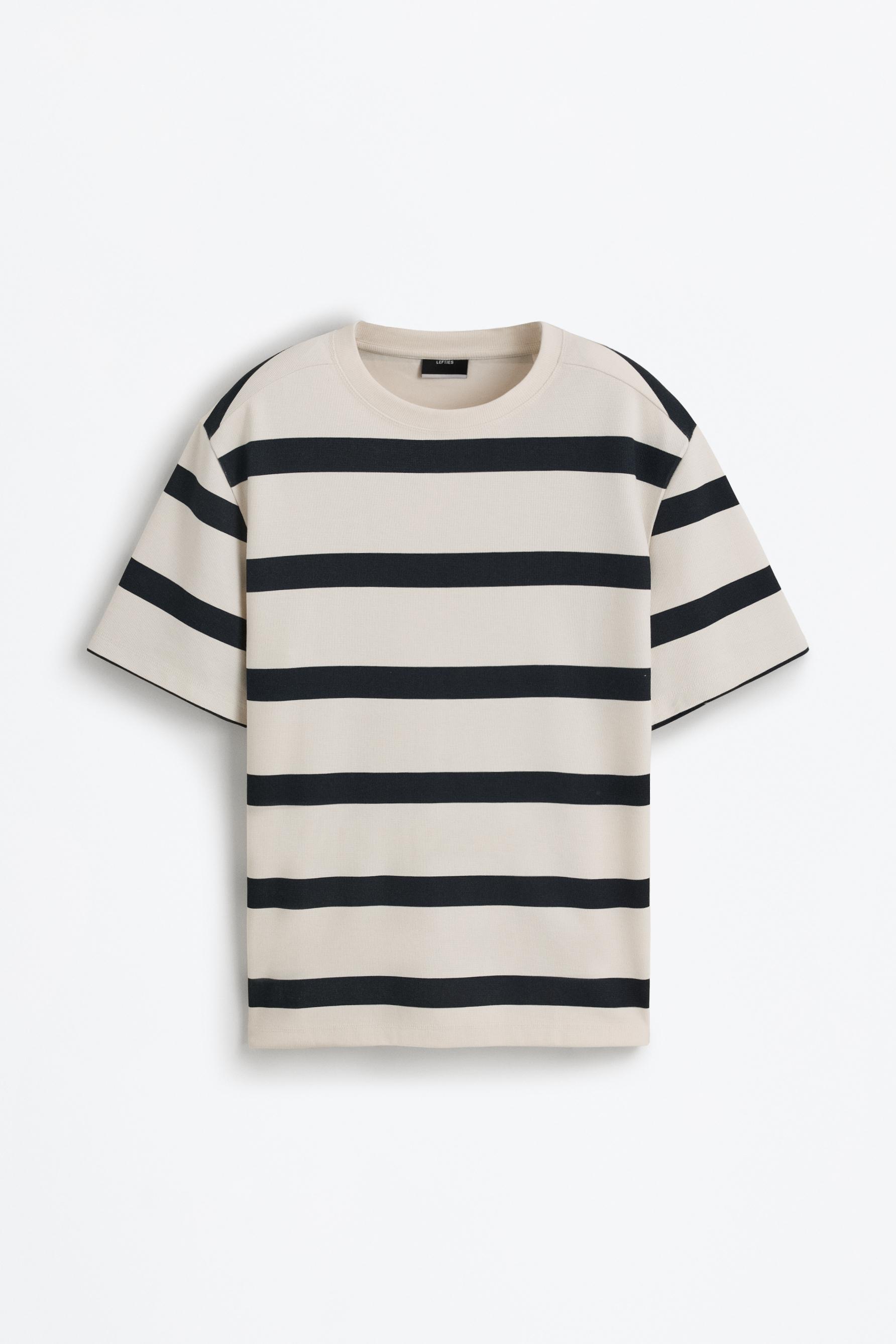 Textured striped T-shirt — NAVY