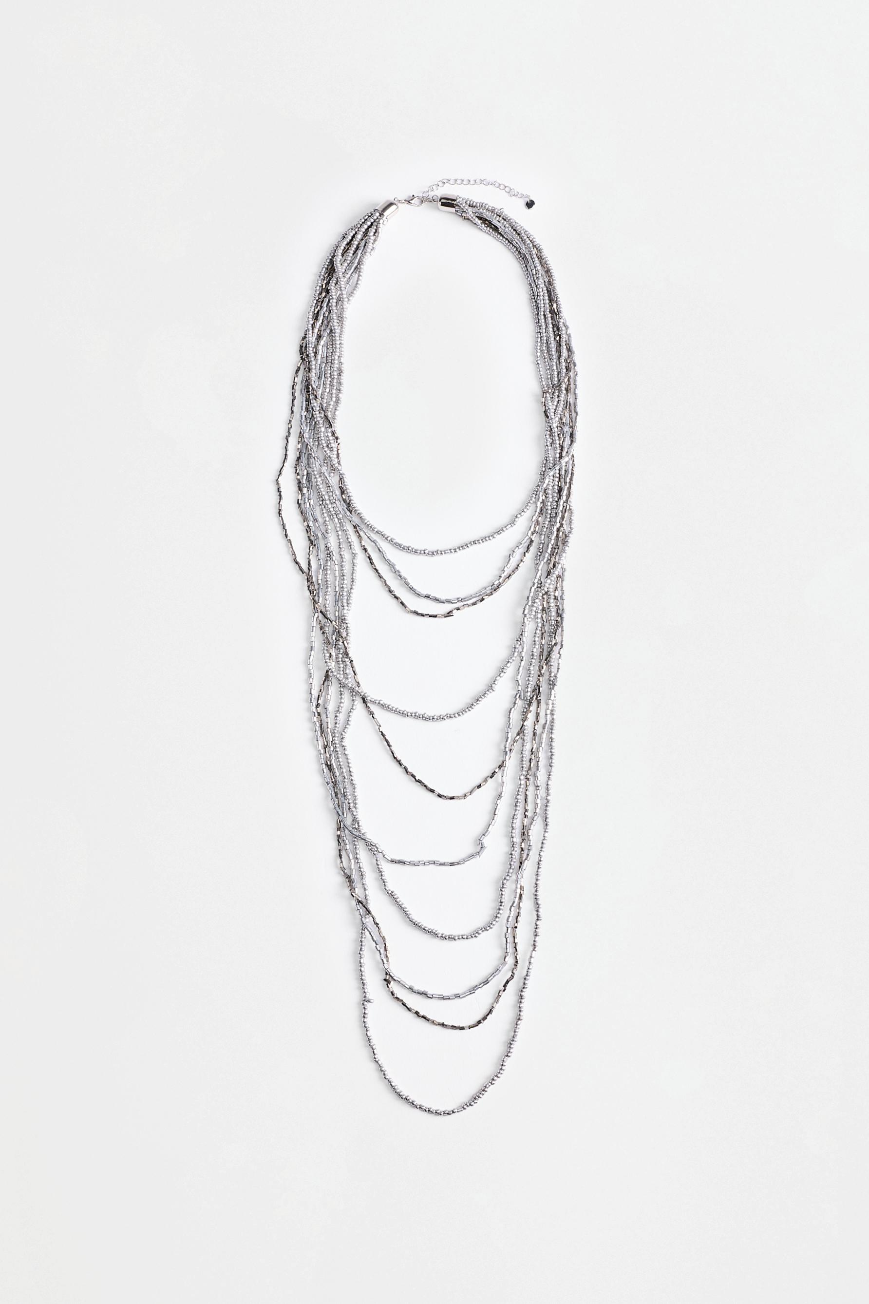 Layered mini bead necklace — SILVER