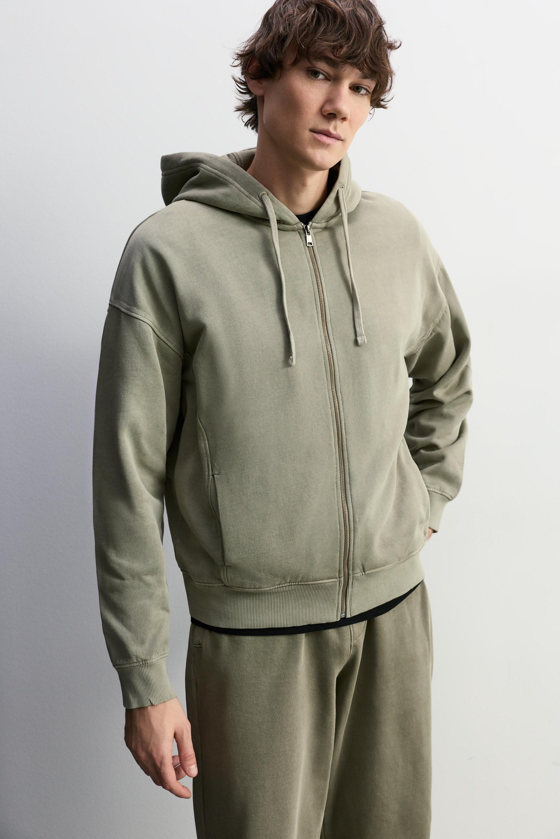 Sudadera cremallera efecto lavado