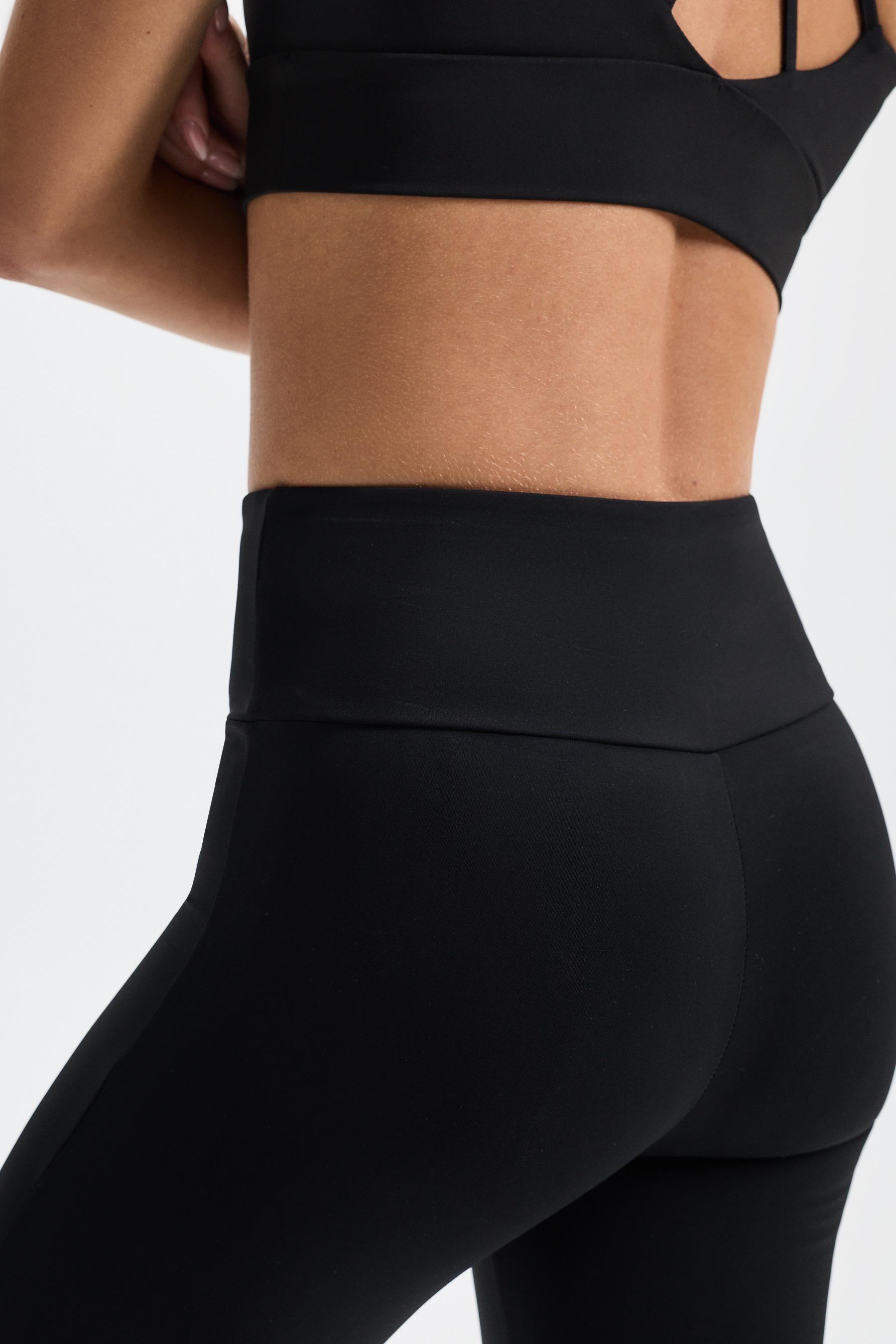 Basic bell bottom sports leggings — BLACK