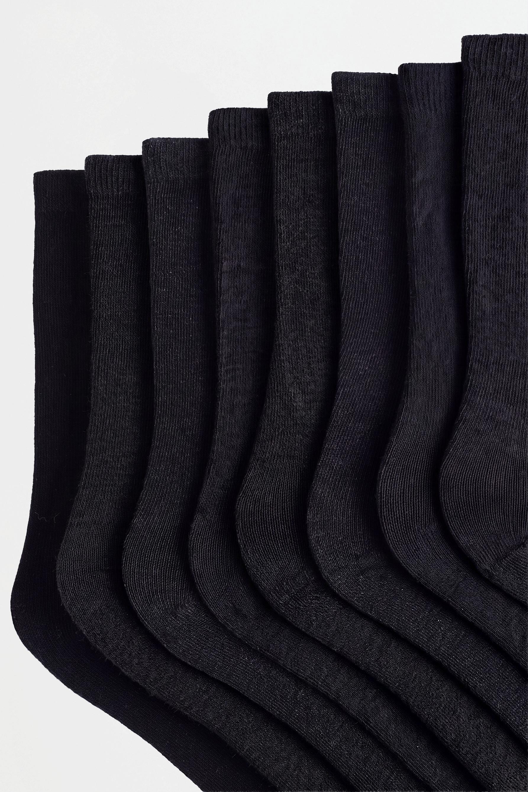 Basic Long Socks (7-Pack) — BLACK