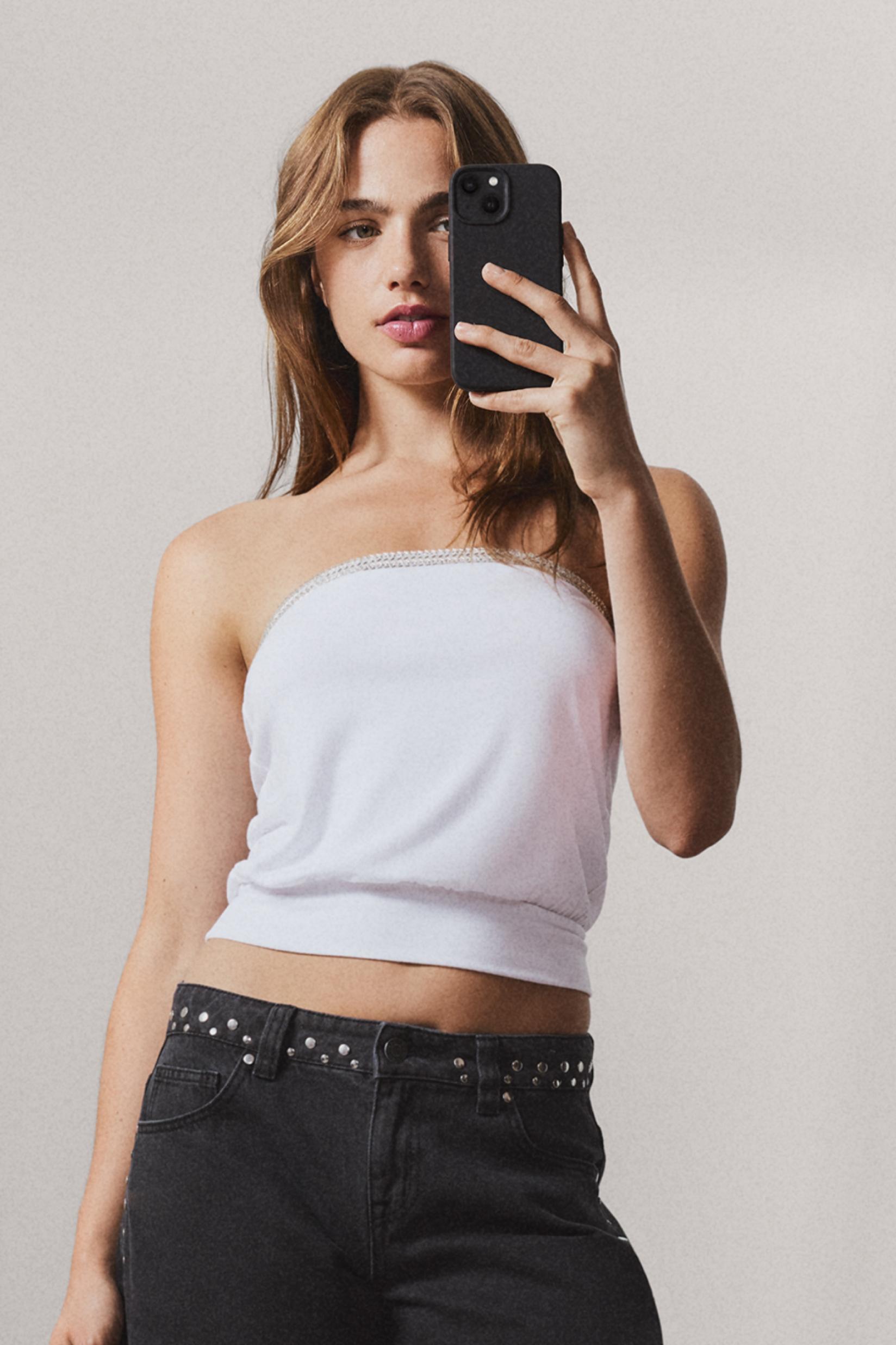 Rhinestone bandeau top — OFF WHITE