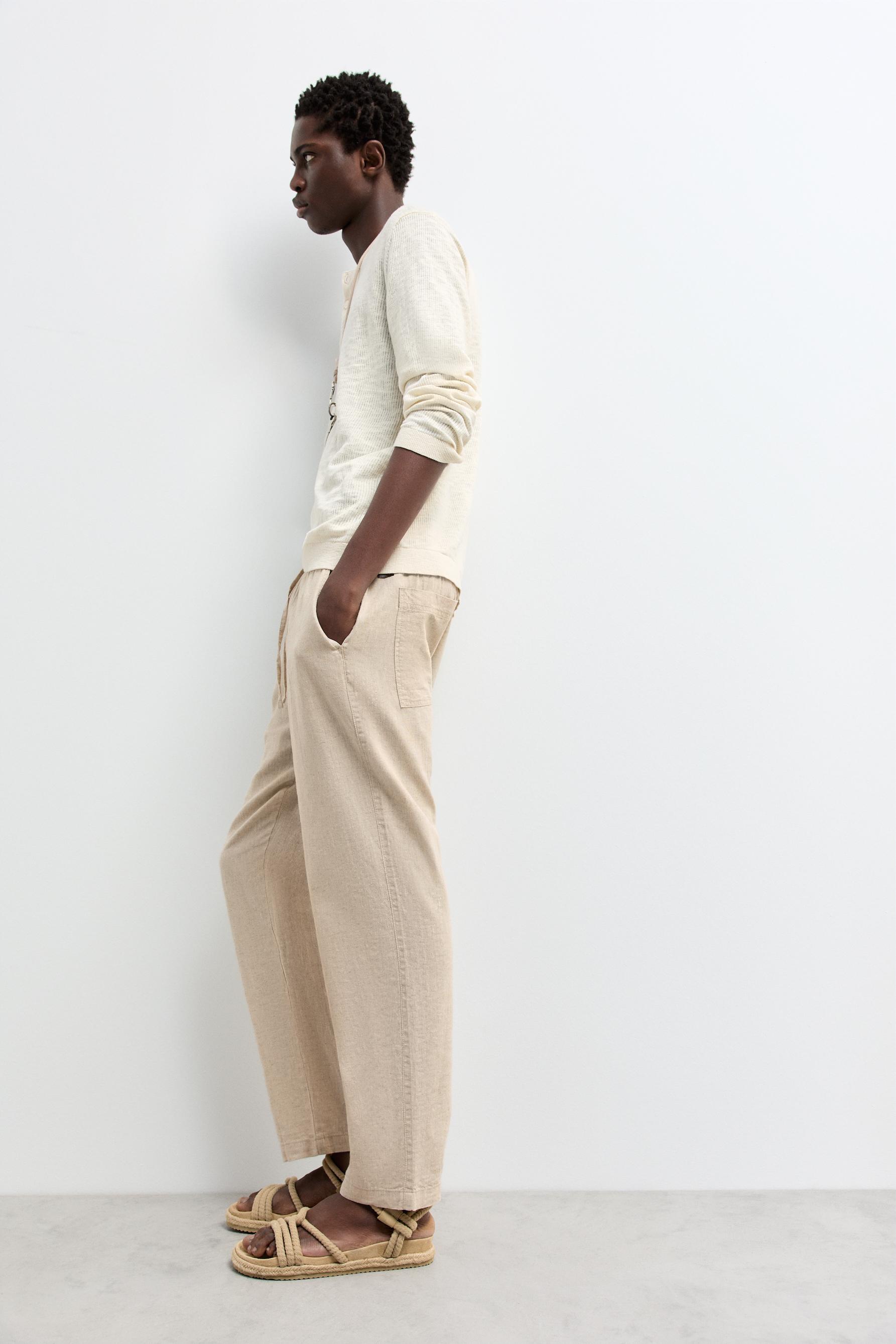 Linen-cotton jogger trousers — OFF WHITE