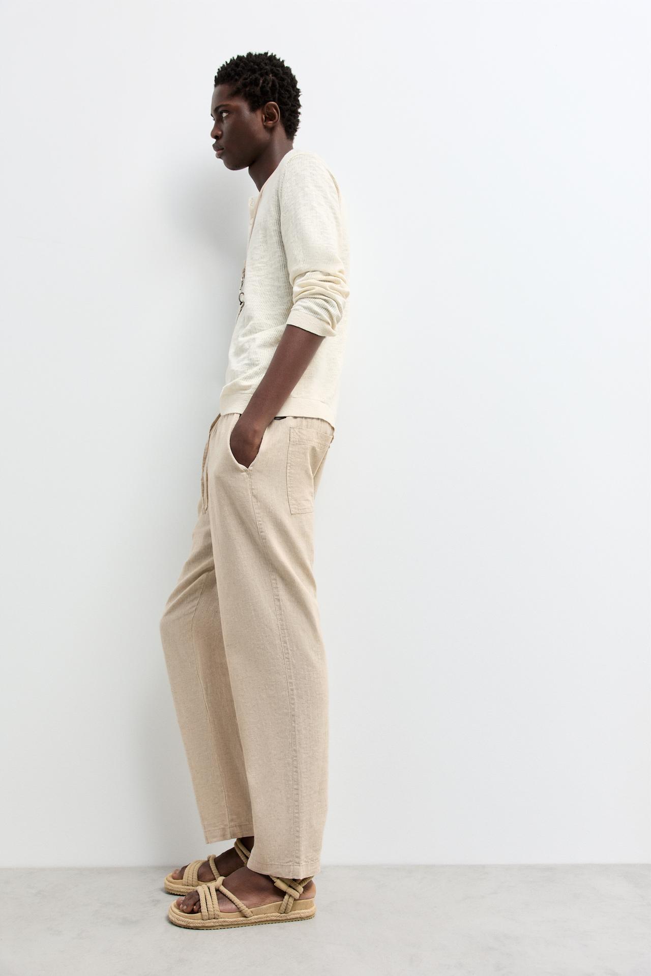 Linen-cotton jogger trousers — OFF WHITE