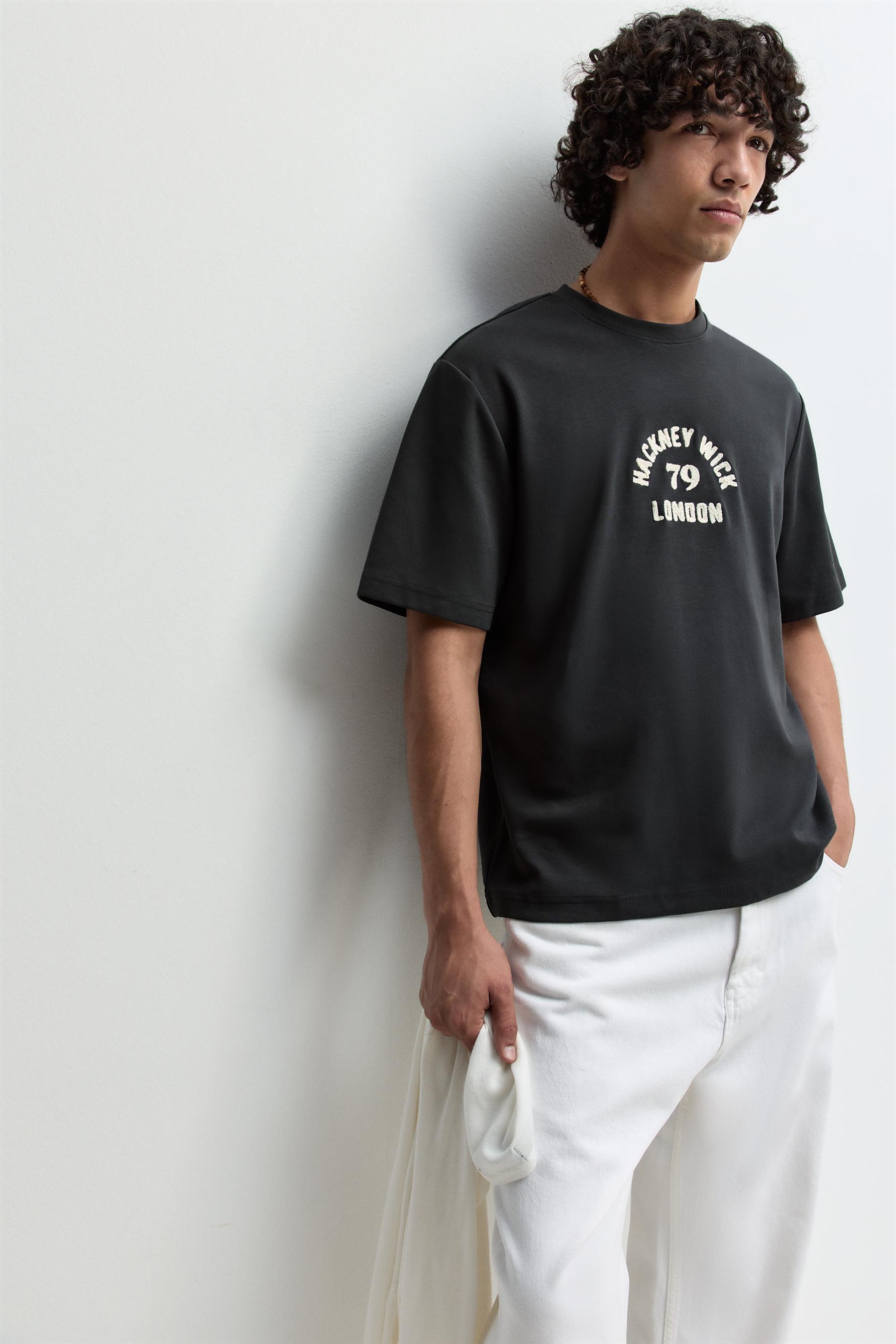 Embroidered interlock T-shirt — LEAD