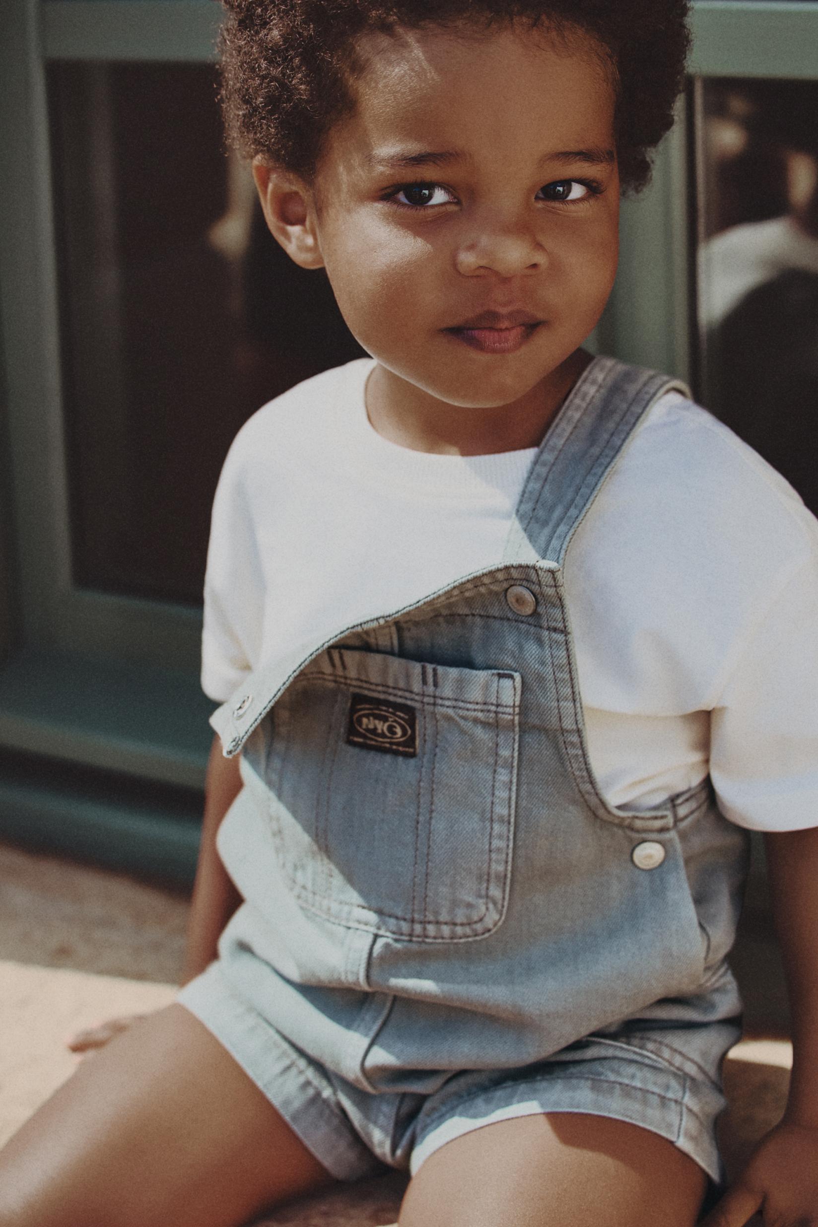 Short denim dungarees — KHAKI