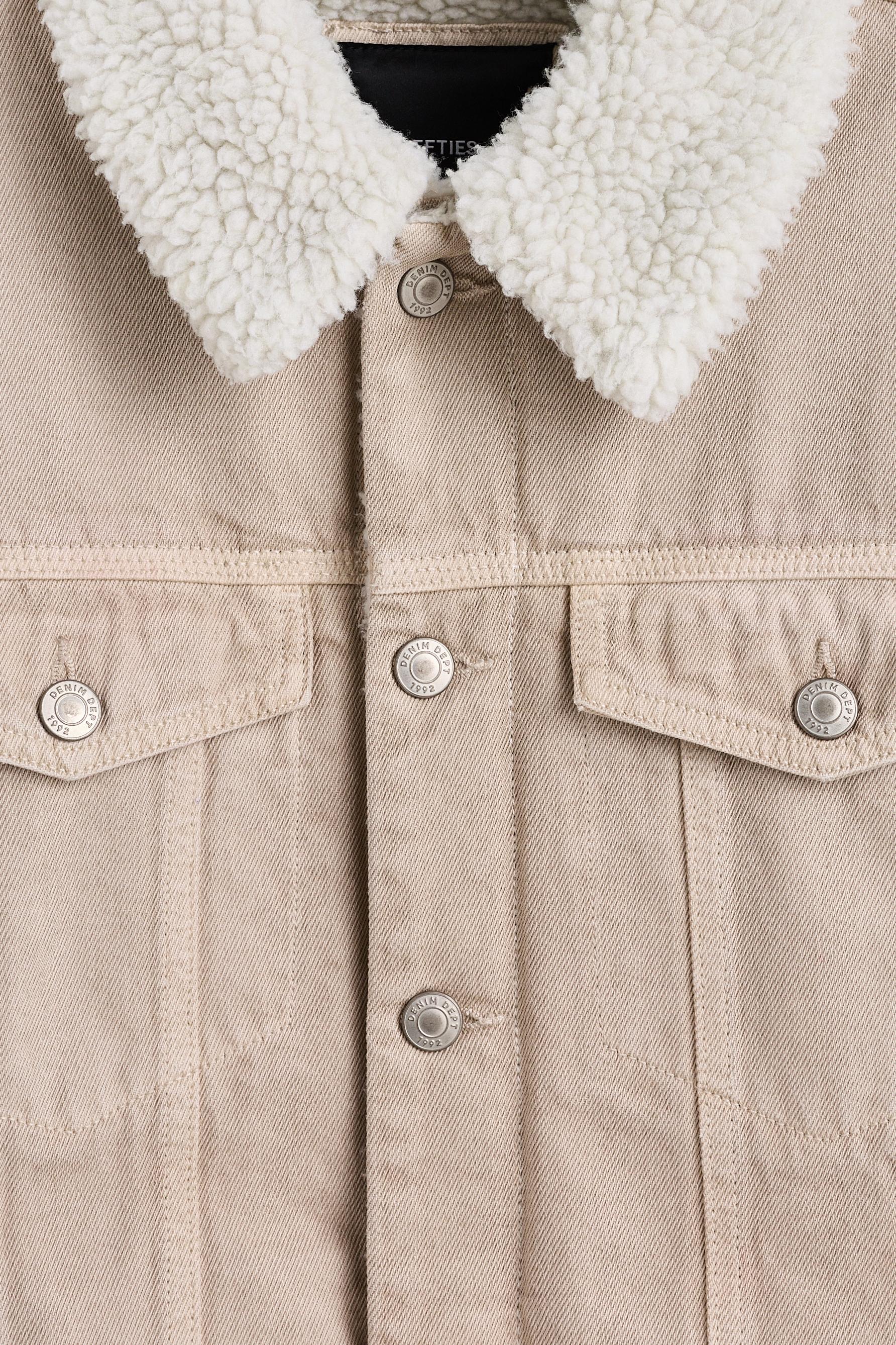 Shearling collar jacket — PALE OCHRE