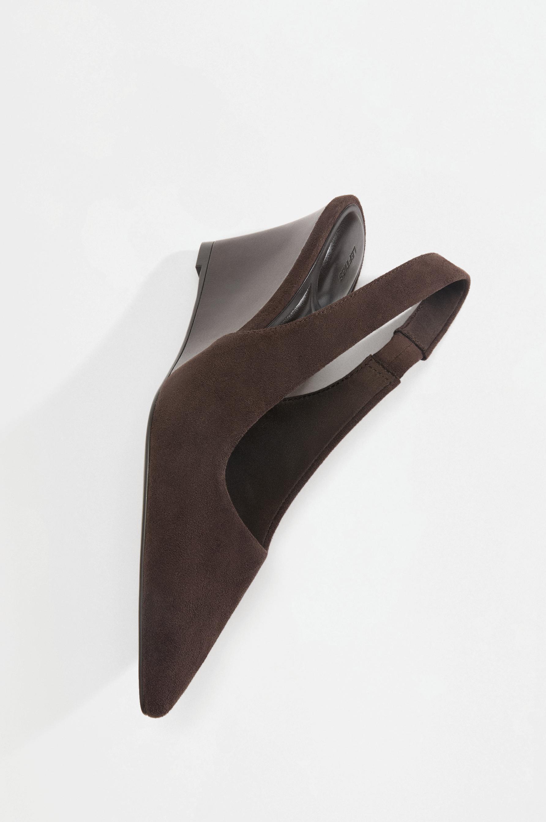 Slingback wedge shoes — BROWN
