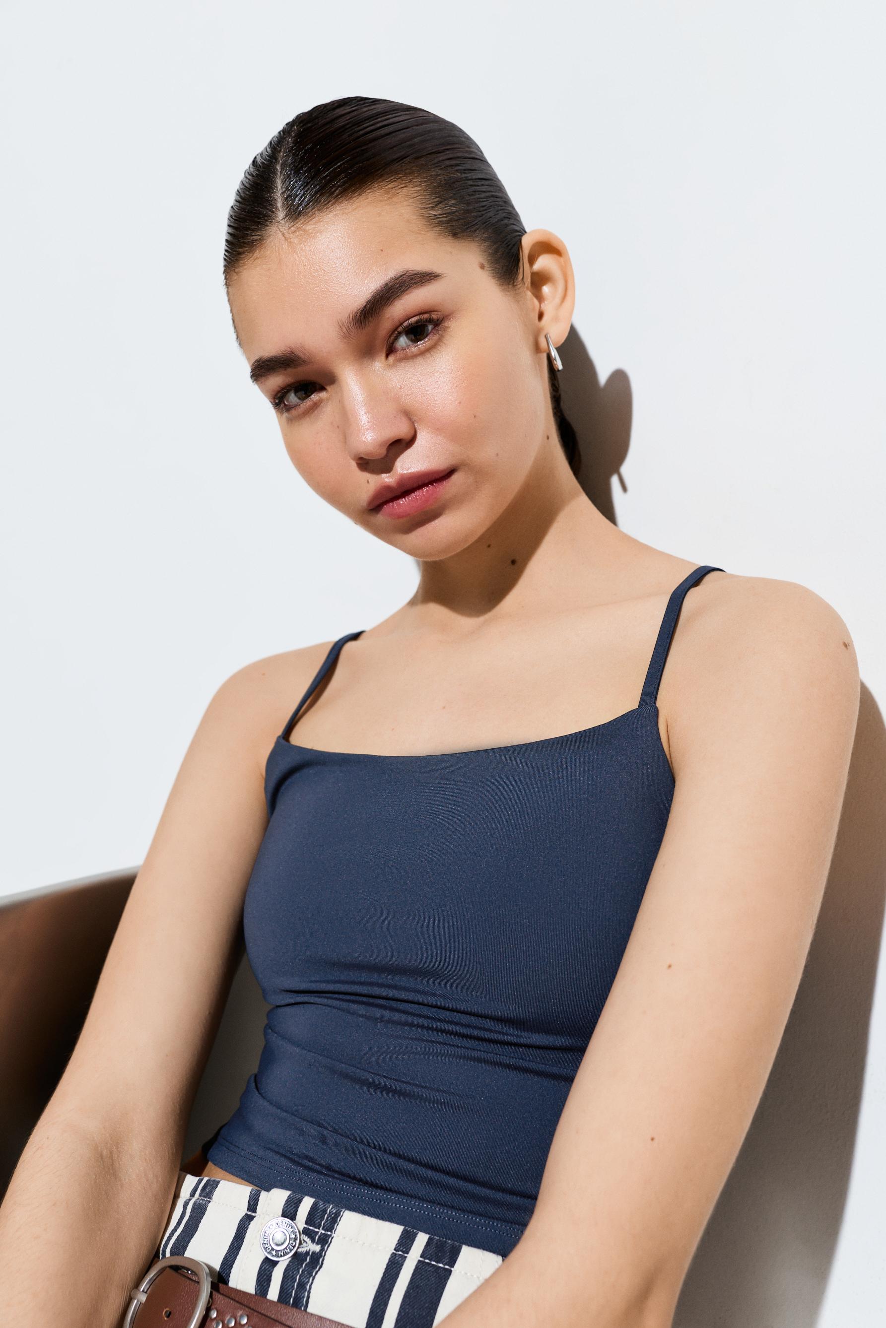 Polyamide strap top — NAVY