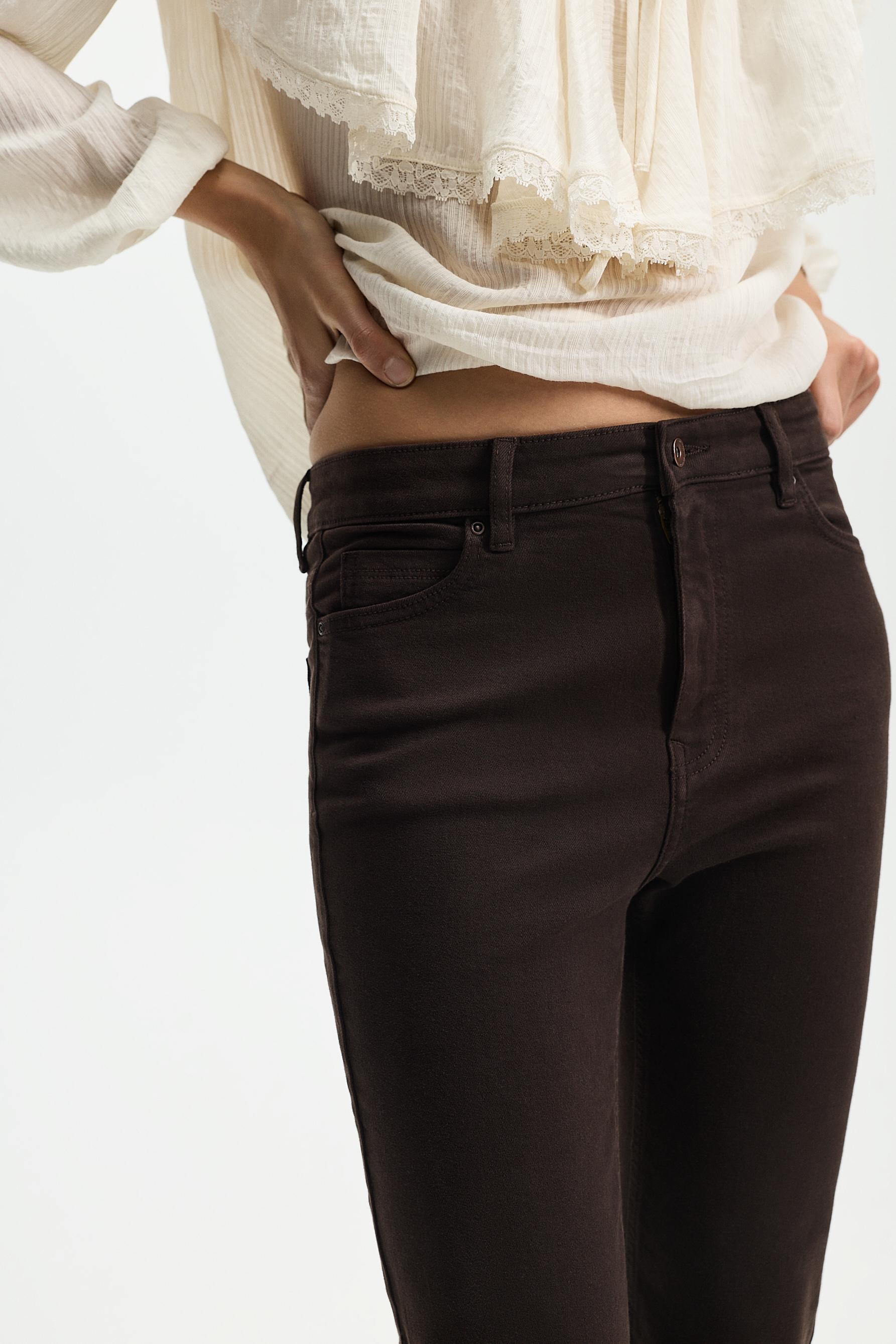 High-waist basic bell bottom jeans — BROWN