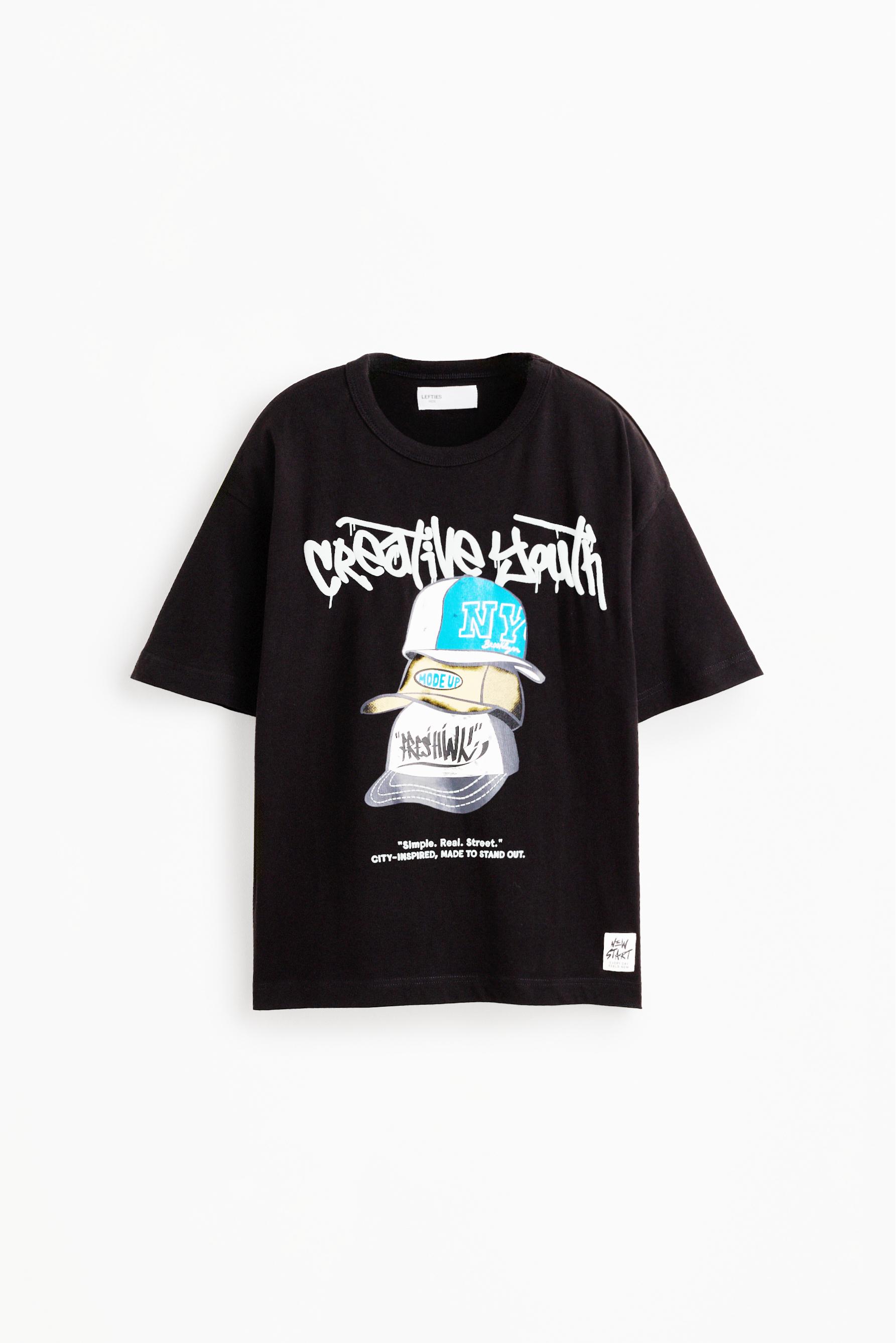 Graffiti print T-shirt — BLACK