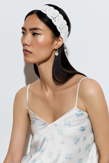 Crochet-effect headband — ECRU/WHITE 1