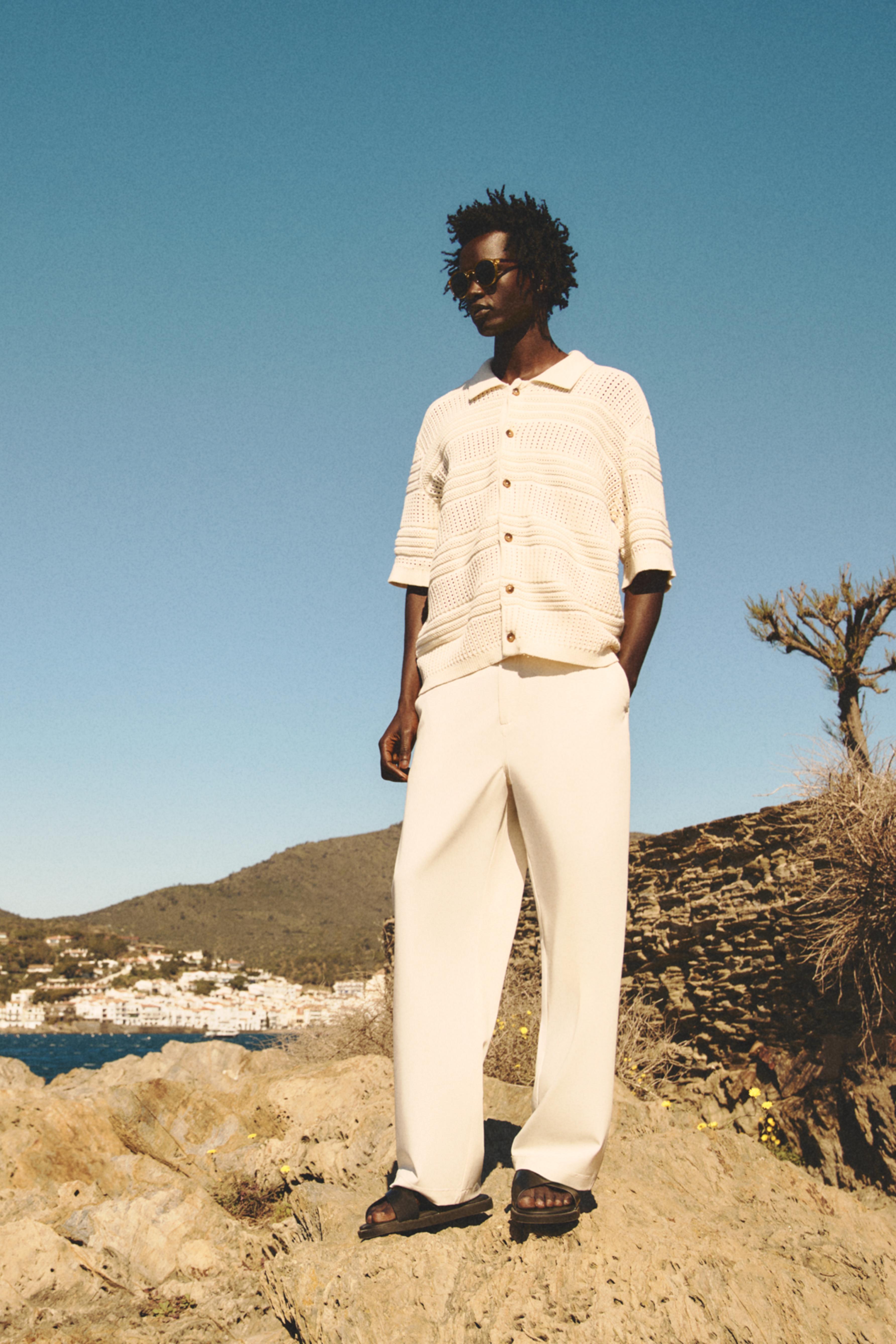 Relaxed fit chino trousers with belt — OFF WHITE