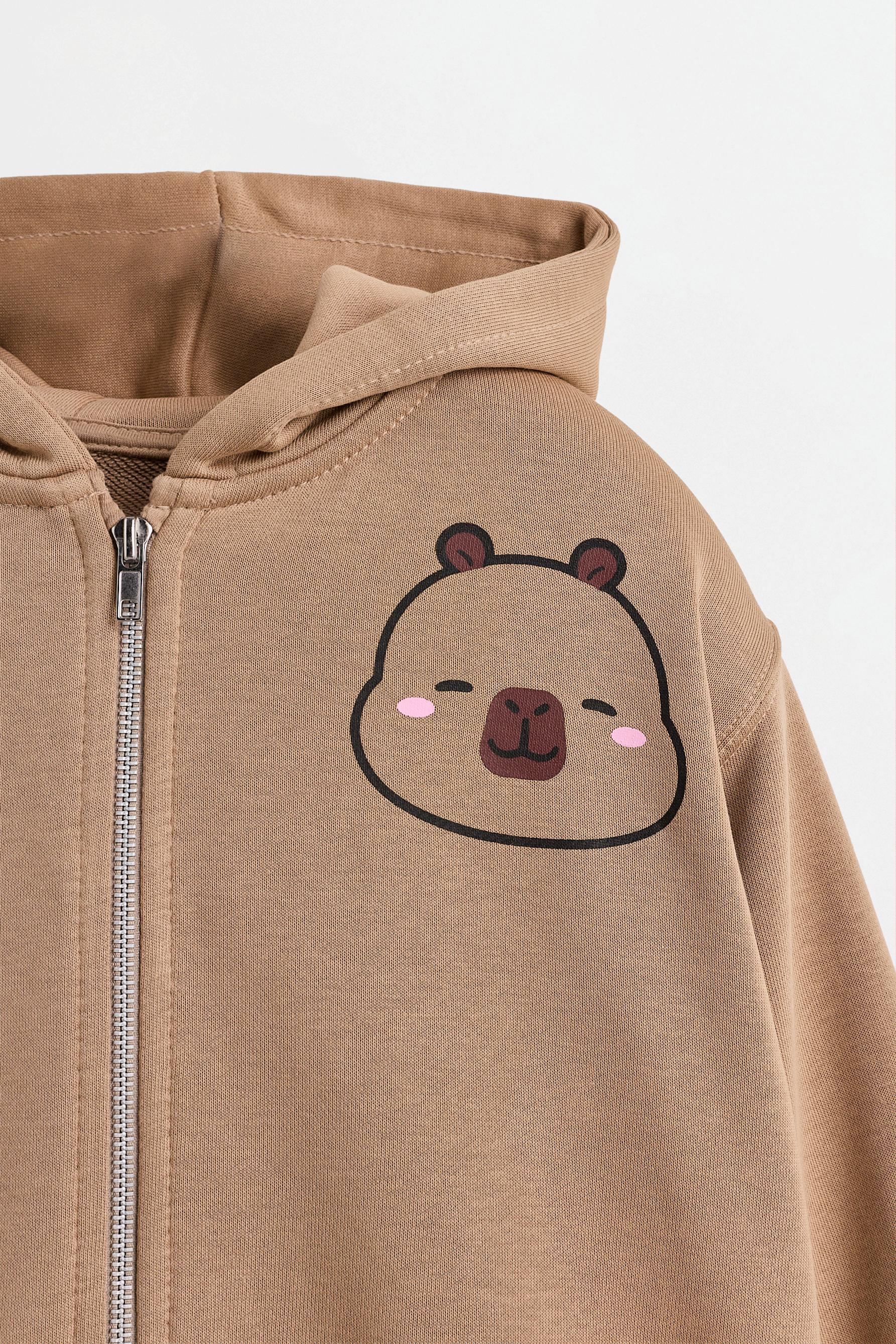 Capybara CAPYFUN© Zip-Up Hoodie — SAND MARL