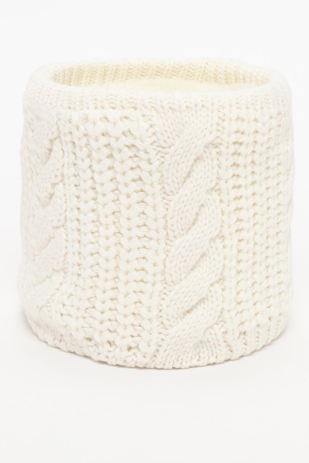 Cable-knit faux shearling snood