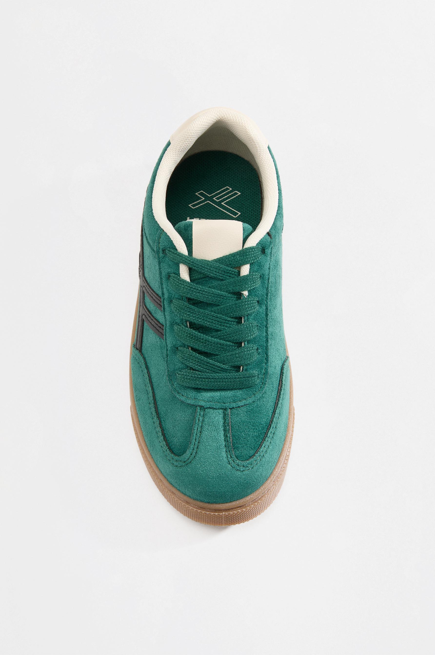 Split suede-effect sneakers — GREEN
