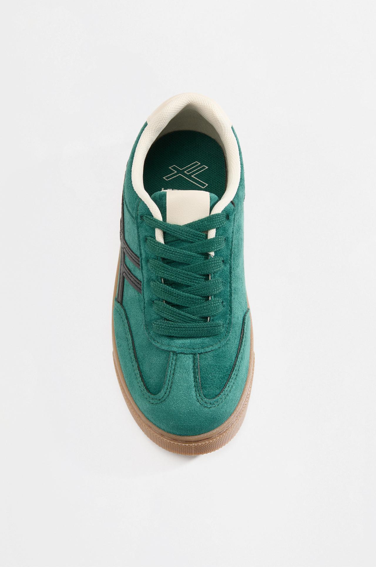 Split suede-effect sneakers — GREEN