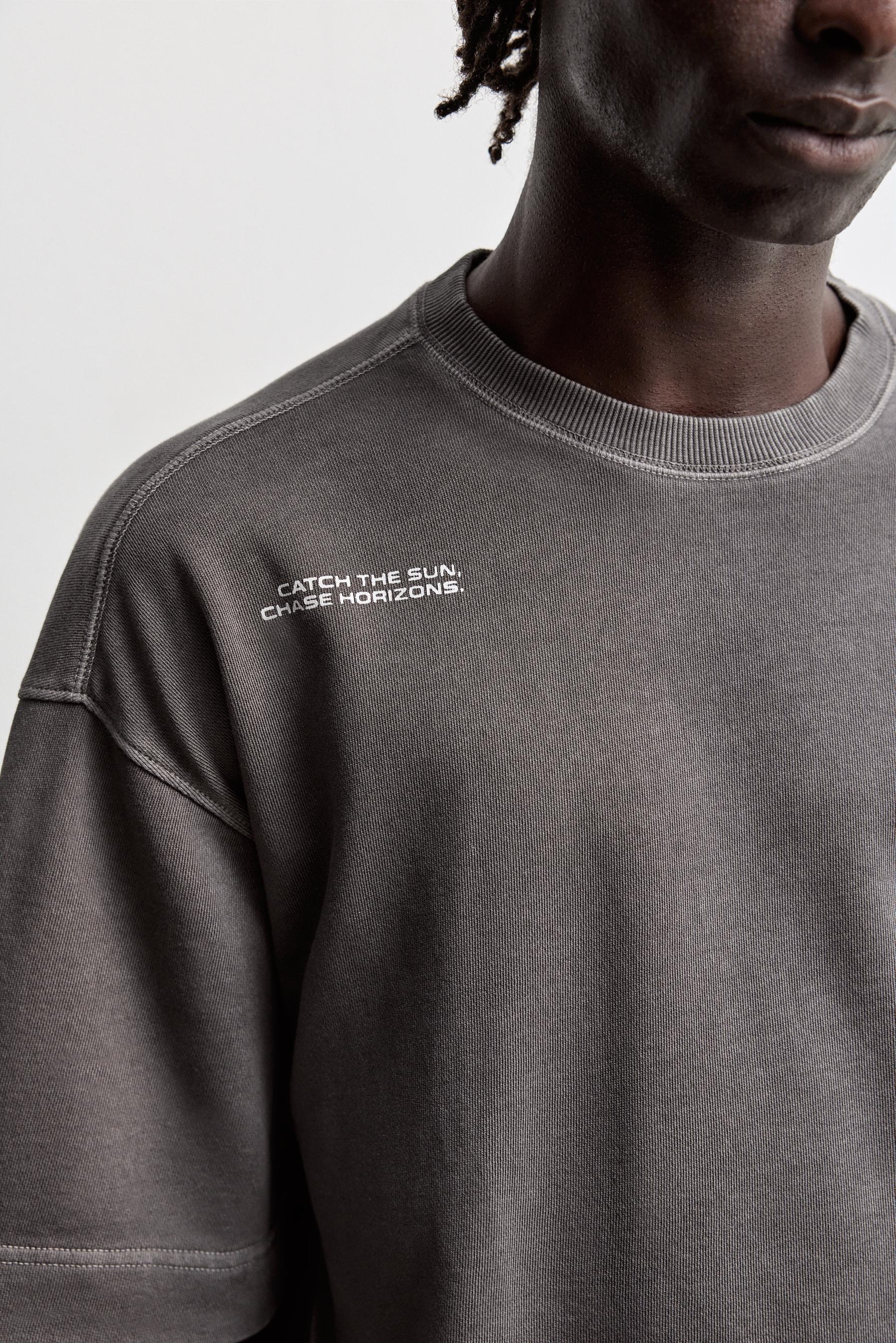 Faded-effect short sleeve sweatshirt — DARK GREY