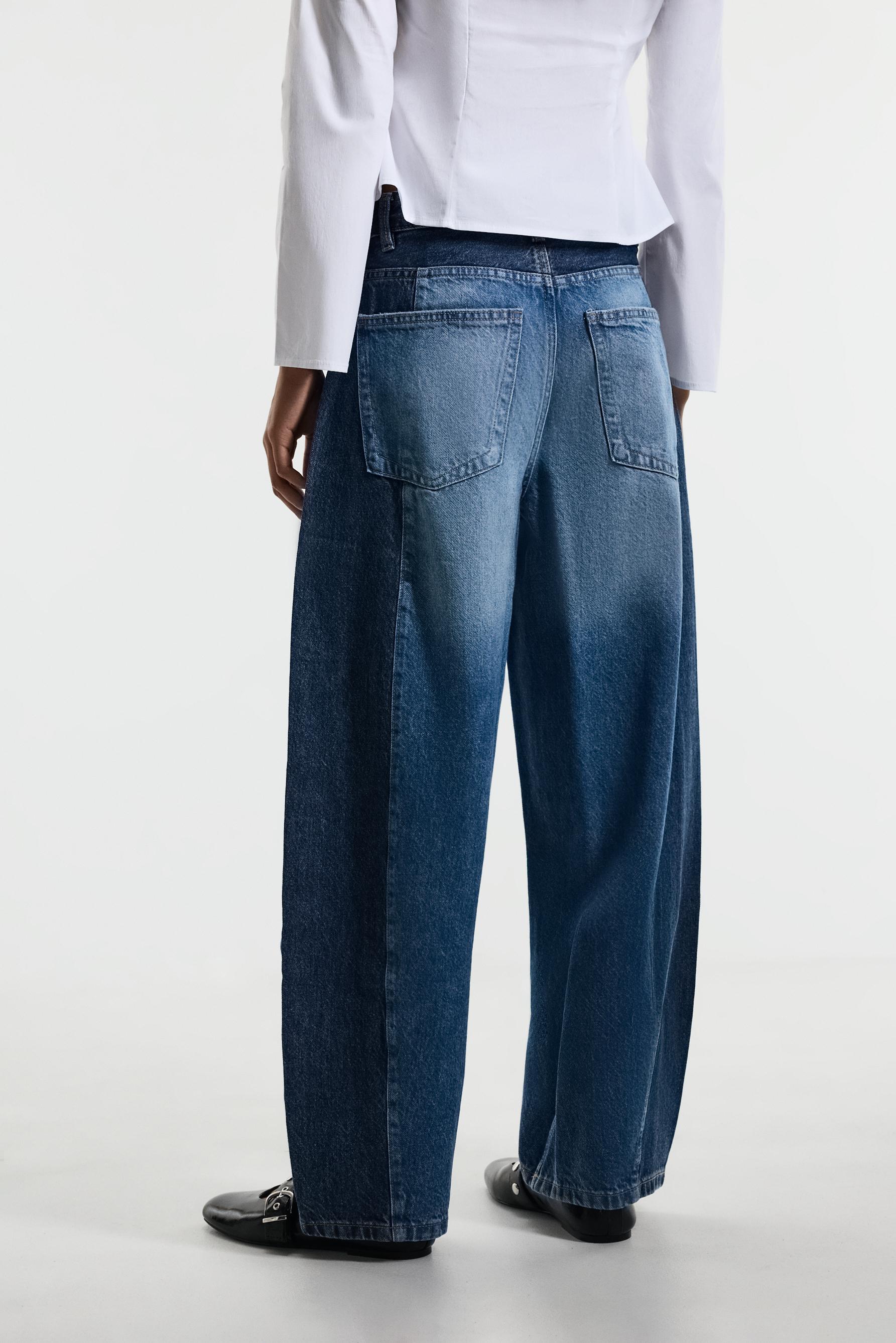 Contrast barrel jeans — DARK BLUE