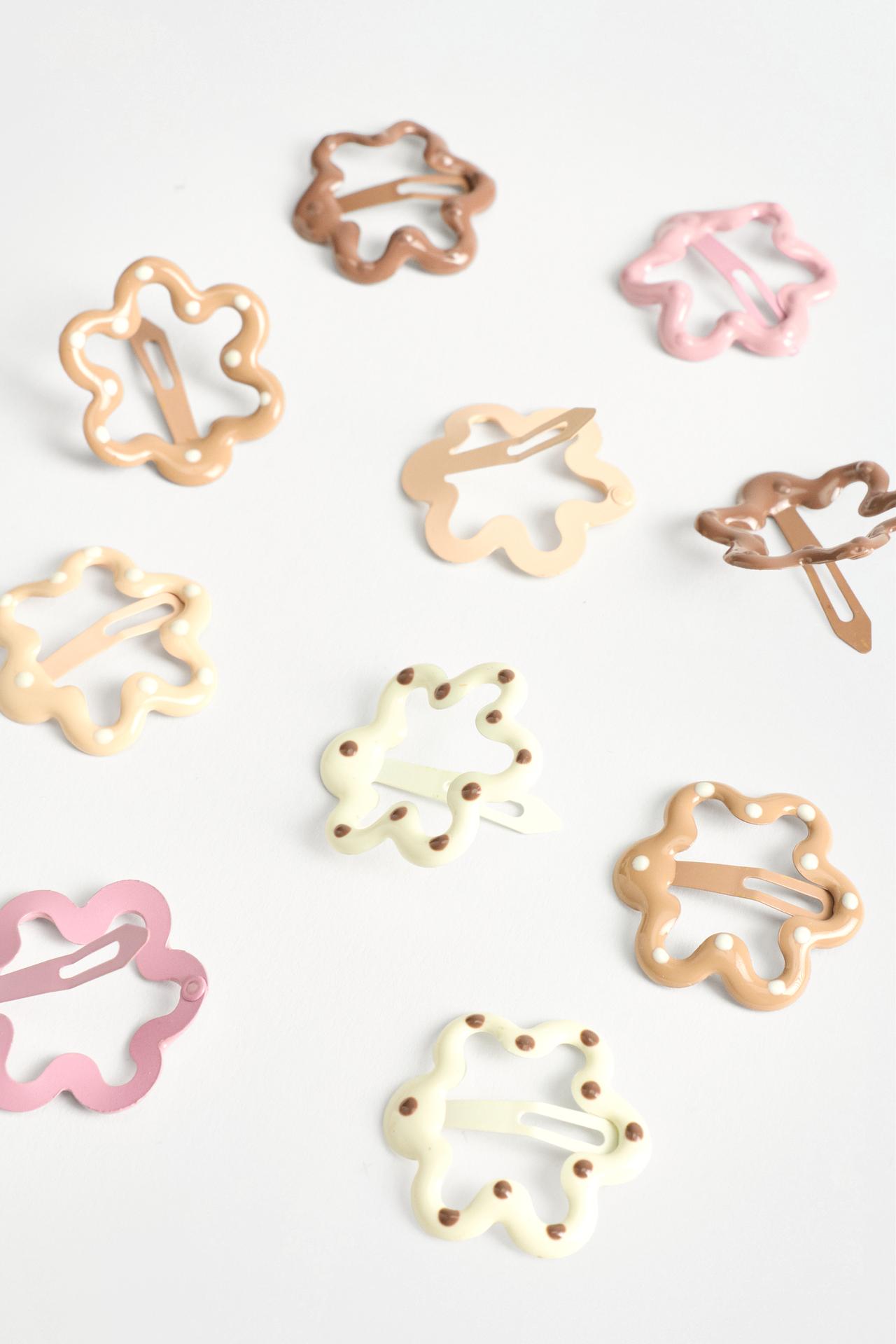Floral hair clips (10-pack) — PINK