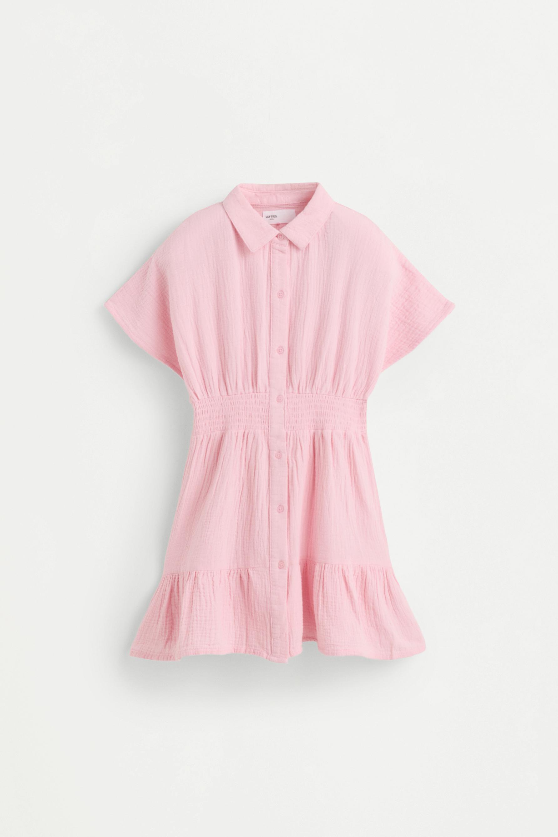 Elastic waist shirt dress — PINK